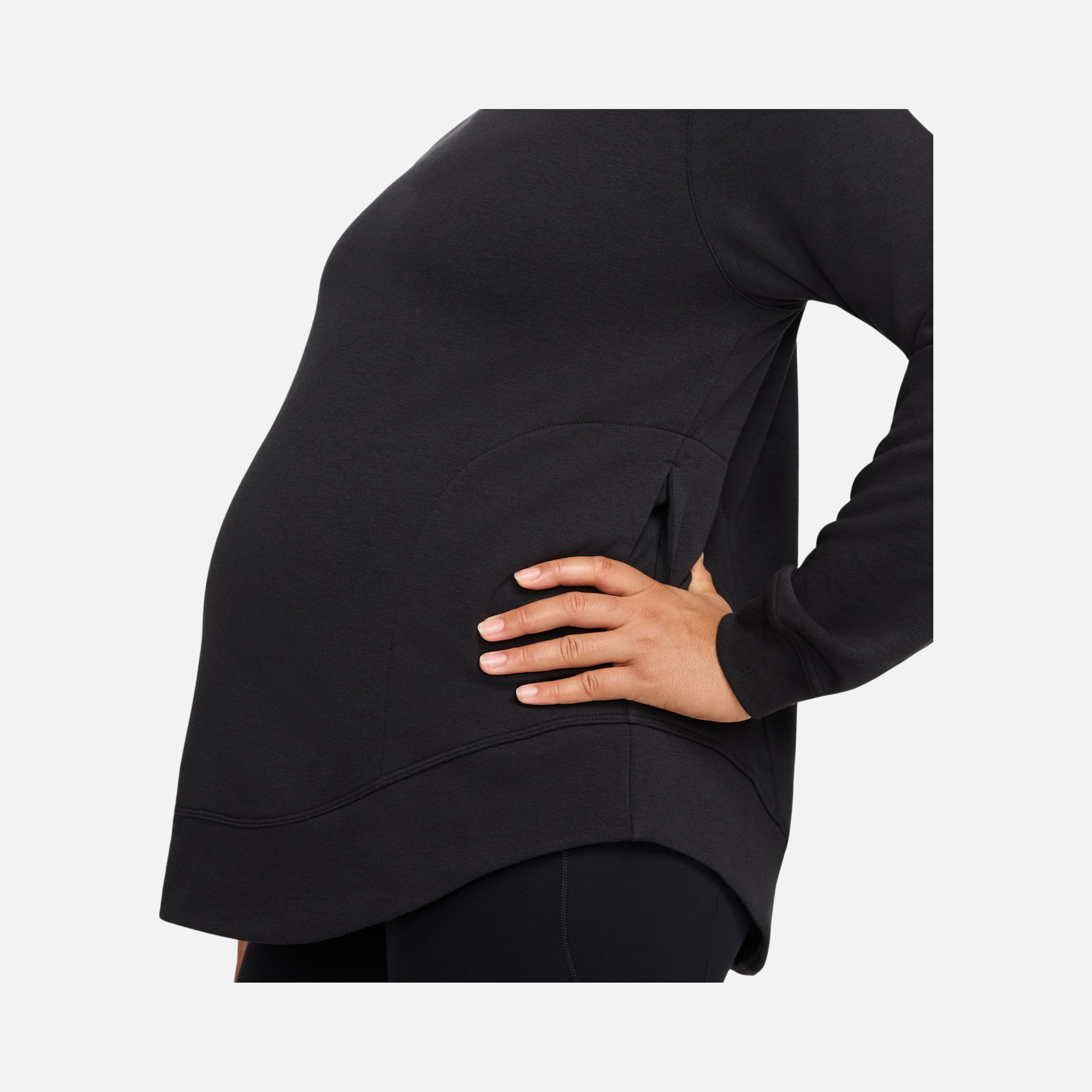 Nike One Reversible French Terry Pullover Full Length Slit Long-Sleeve Training (Maternity) Kadın Tişört