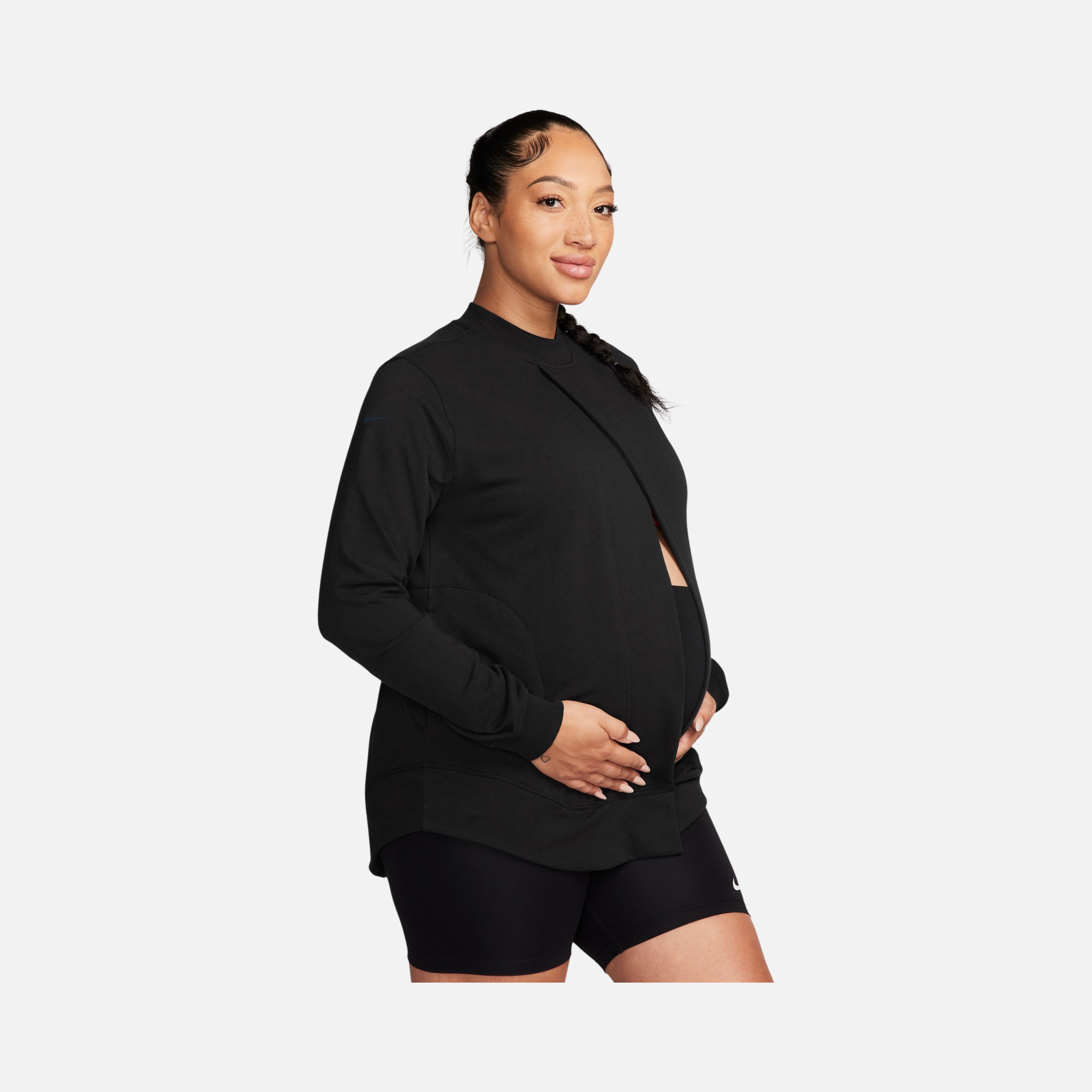 Nike One Reversible French Terry Pullover Full Length Slit Long-Sleeve Training (Maternity) Kadın Tişört