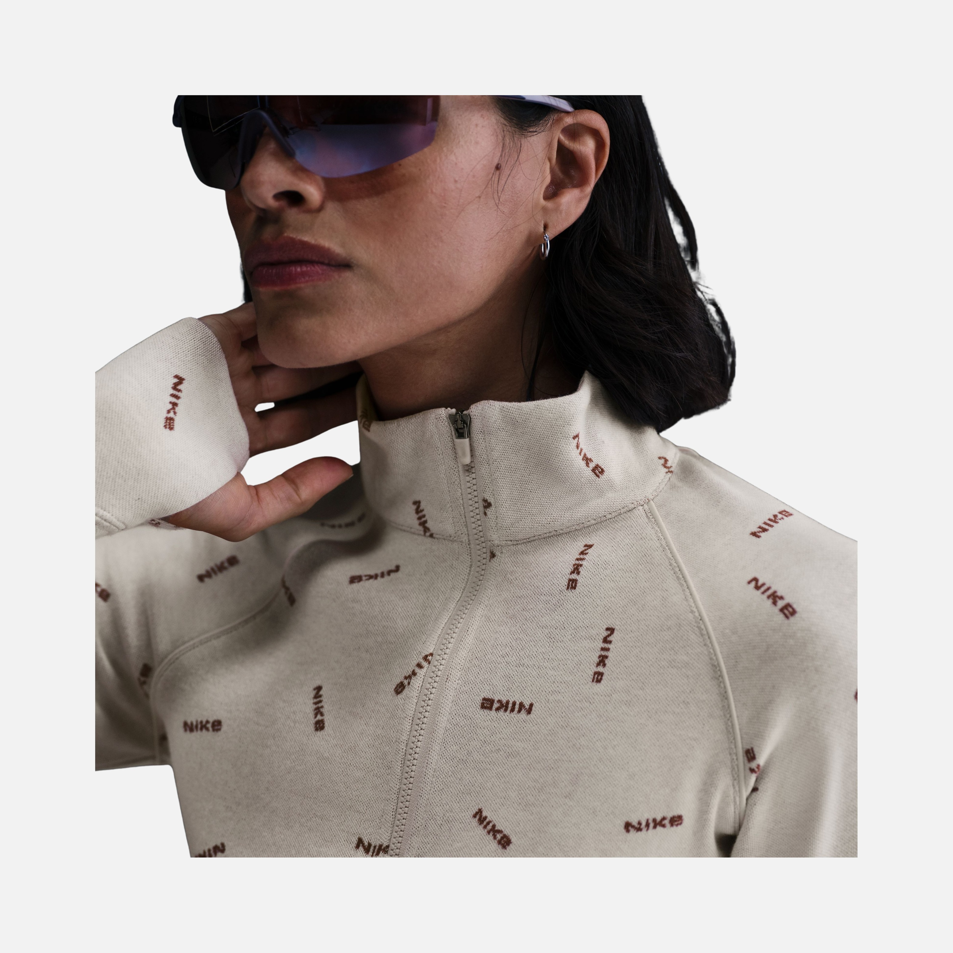 Nike Sportswear Collection Logo Slim 1/2-Zip Long-Sleeve Kadın Tişört
