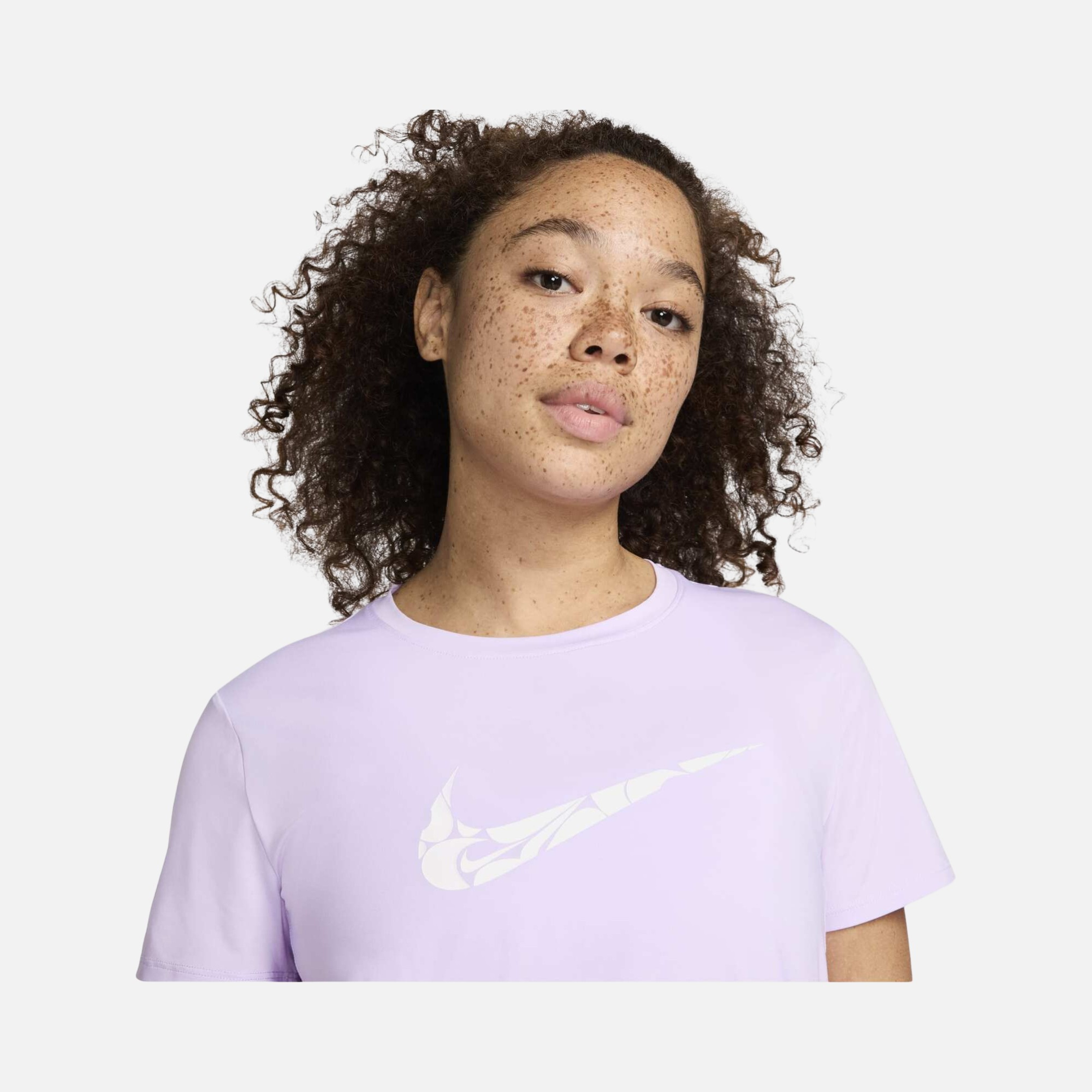 Nike One Dri-Fit Printed Swoosh Logo Running Short-Sleeve Kadın Tişört