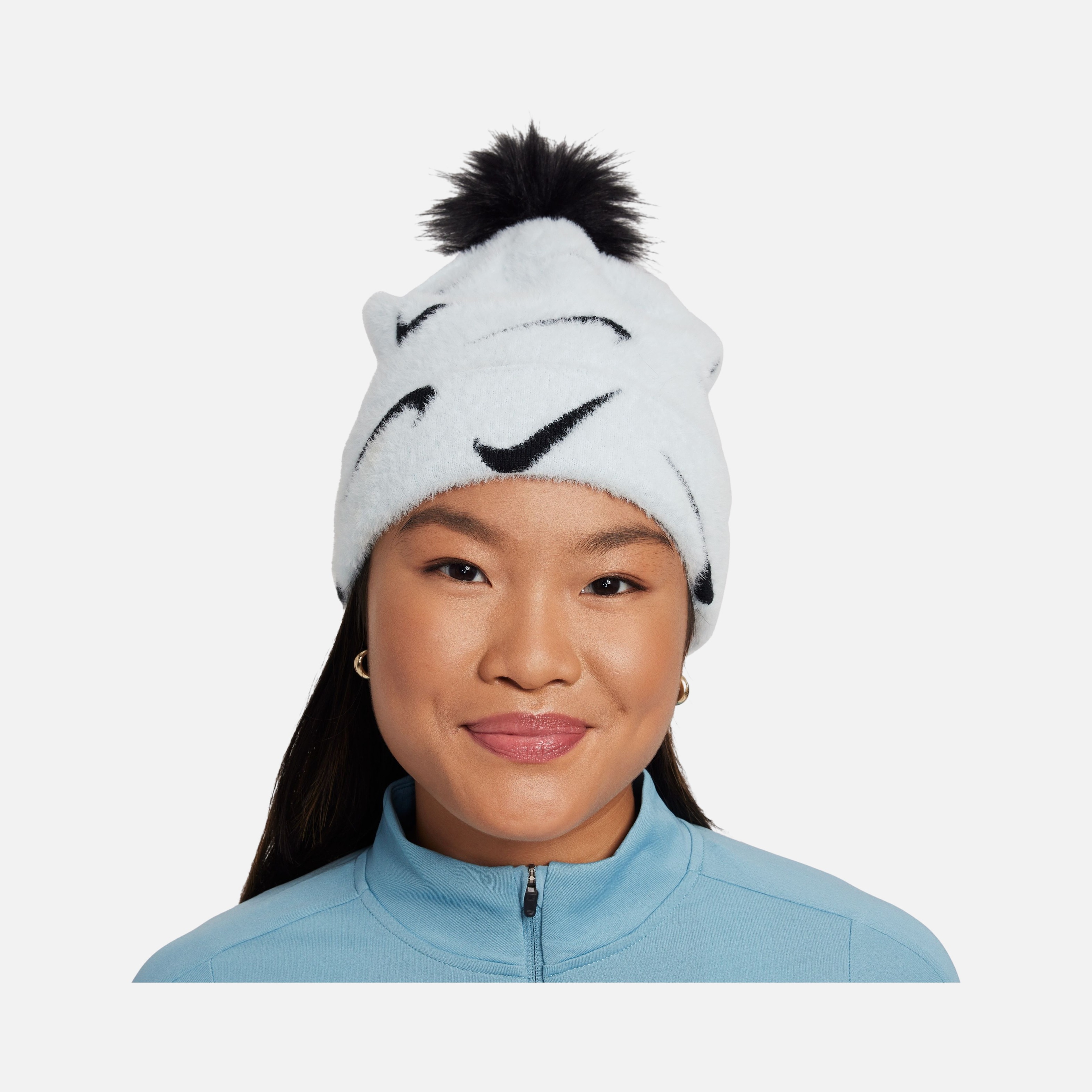 Nike Sportswear Peak SC Swoosh Graphics and Faux Fur Pompom Detail (Girls') Çocuk Bere