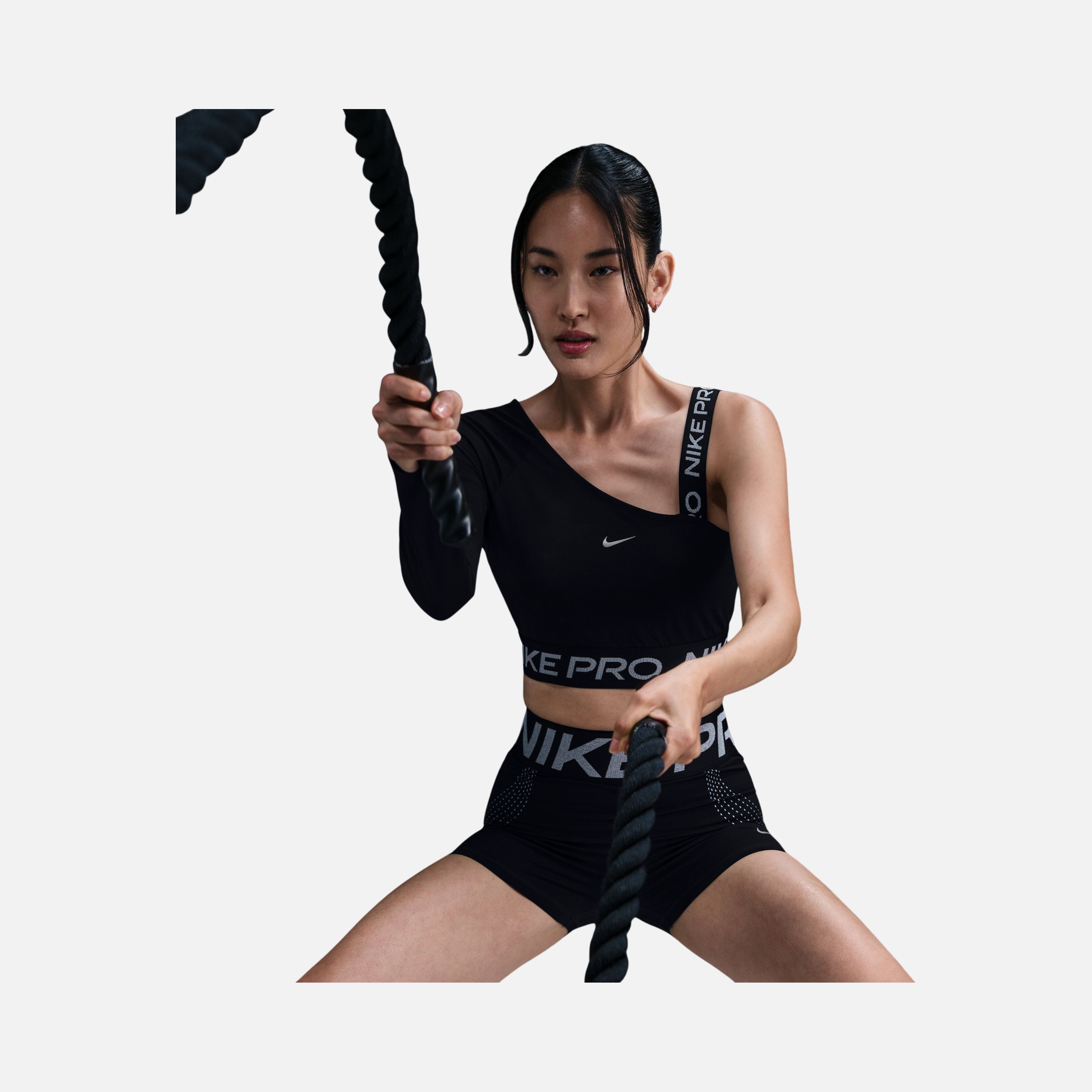 Nike Pro Shine Dri-Fit Cropped Lightweight & Stretchy Training Asymmetrical Long-Sleeve Kadın Tişört