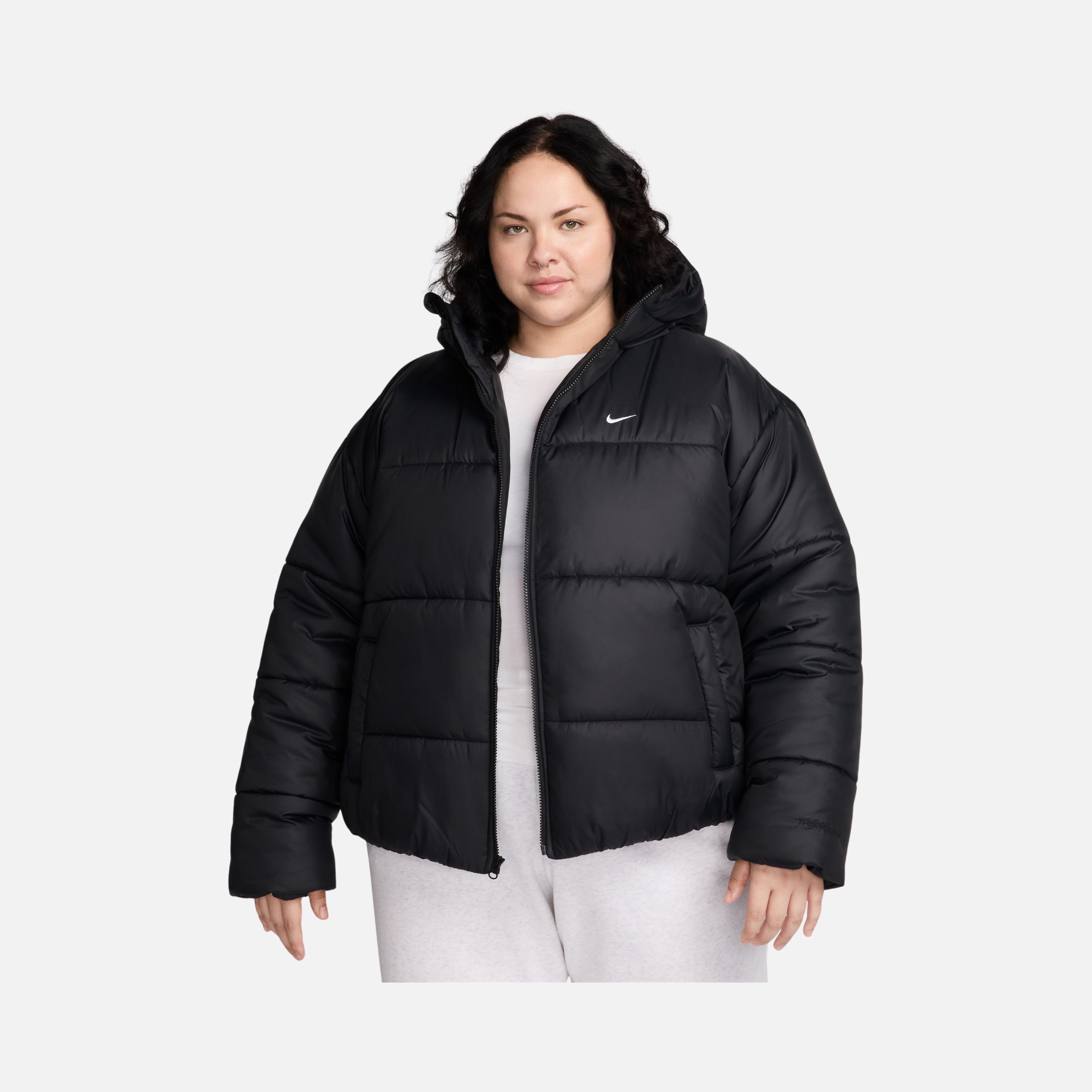 Nike Sportswear Classic Puffer Therma-Fit Loose Full-Zip Hoodie (Plus Size) Kadın Mont