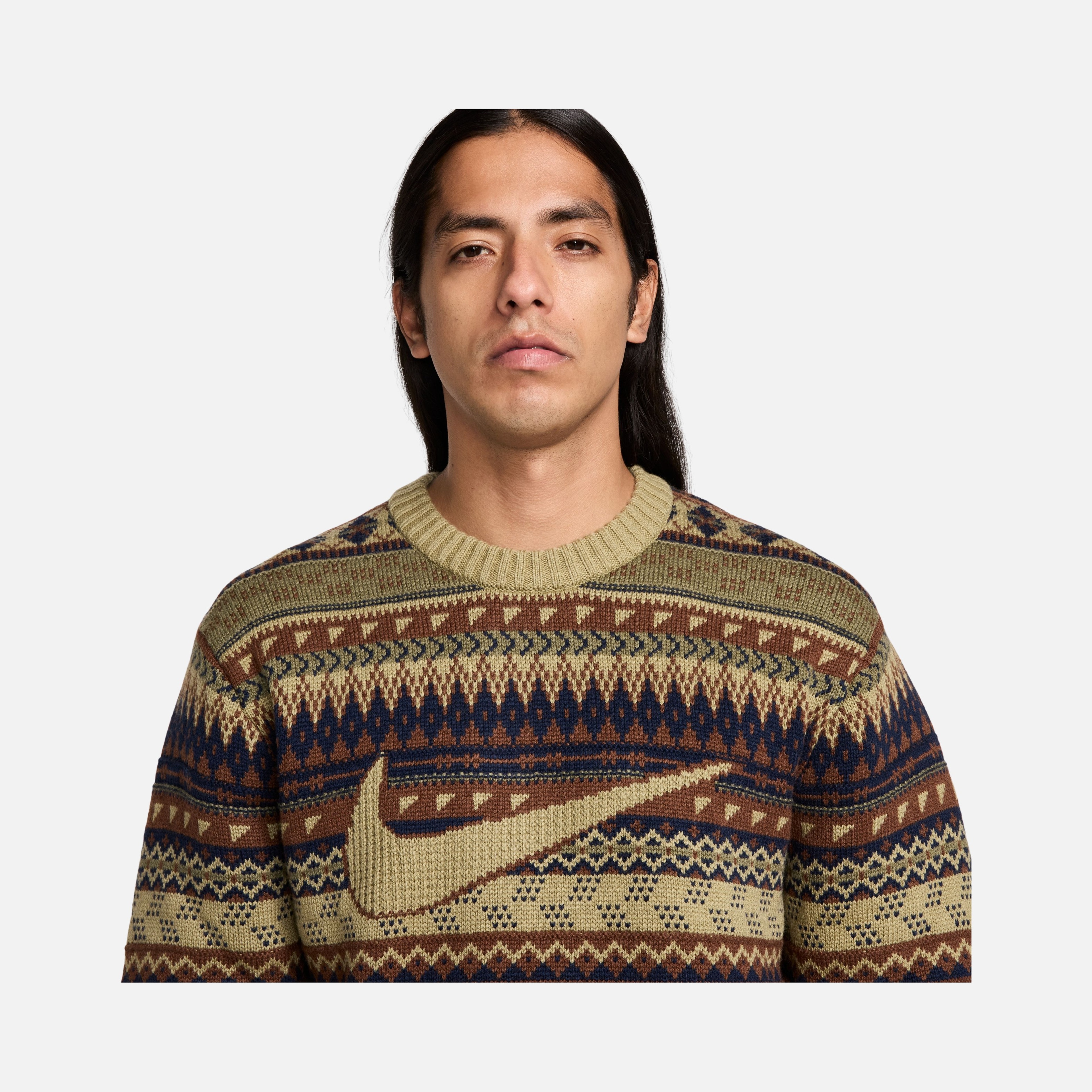 Nike Life Fair Isle Swoosh Crew ''Wool Jacquard Fabric'' Long-Sleeve Erkek Kazak