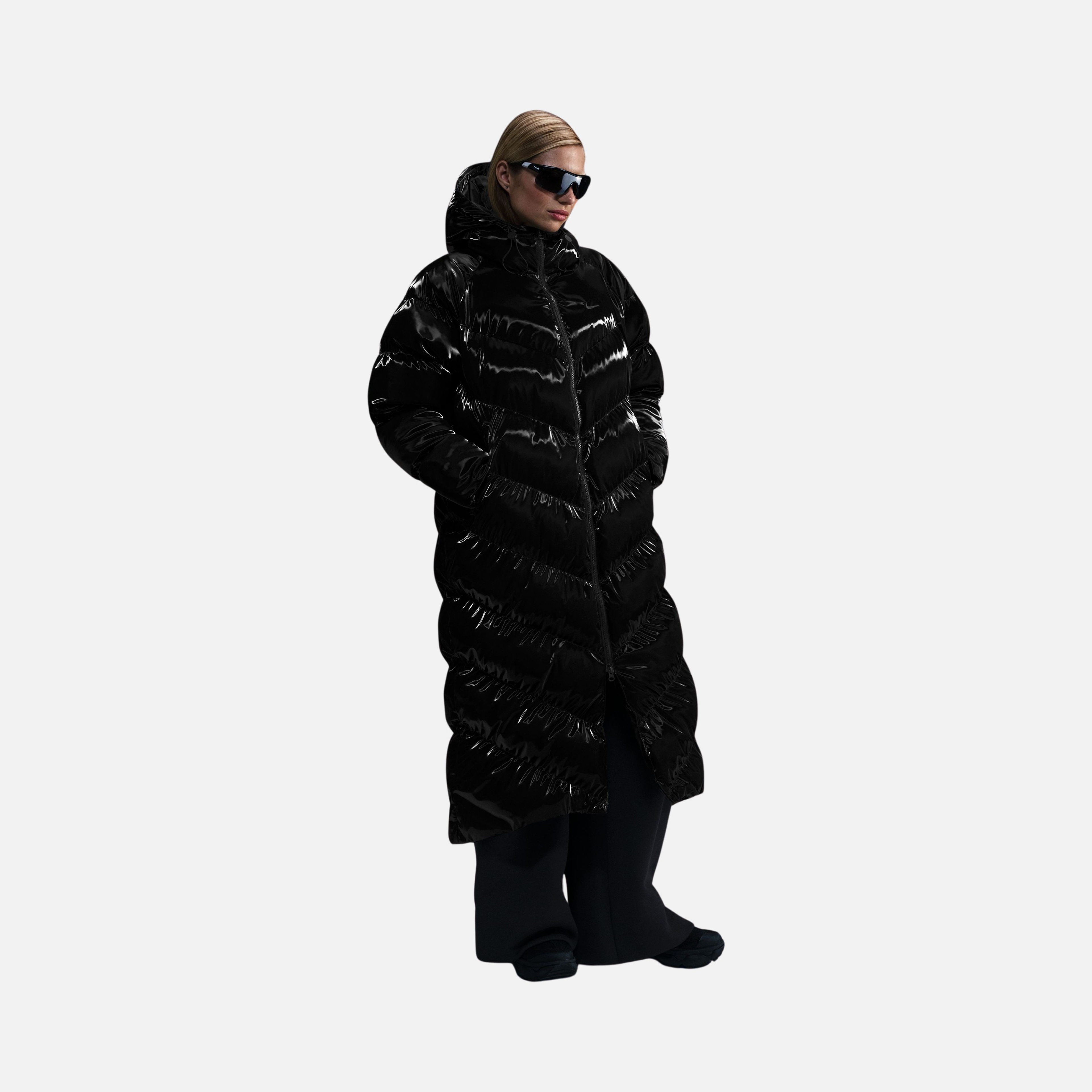 Nike Sportswear Windpuffer Therma-Fit Loose Shine Full-Zip Hoodie Kadın Parka
