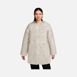 Nike Sportswear Cozy Long-Haired All-Over Swoosh Logo Lined Loose Full-Zip Kadın Ceket