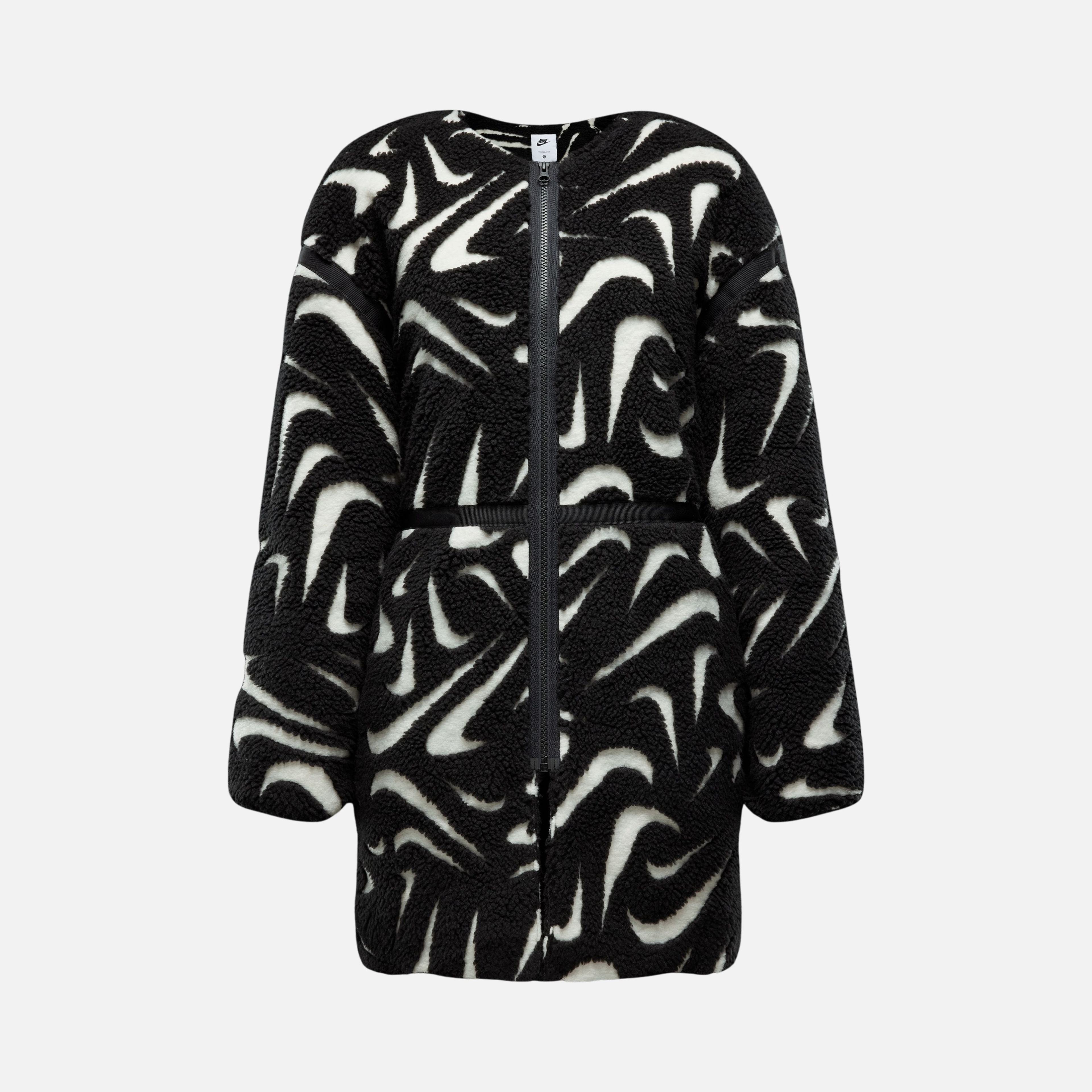 Nike Sportswear Cozy Long-Haired All-Over Swoosh Logo Lined Loose Full-Zip Kadın Ceket