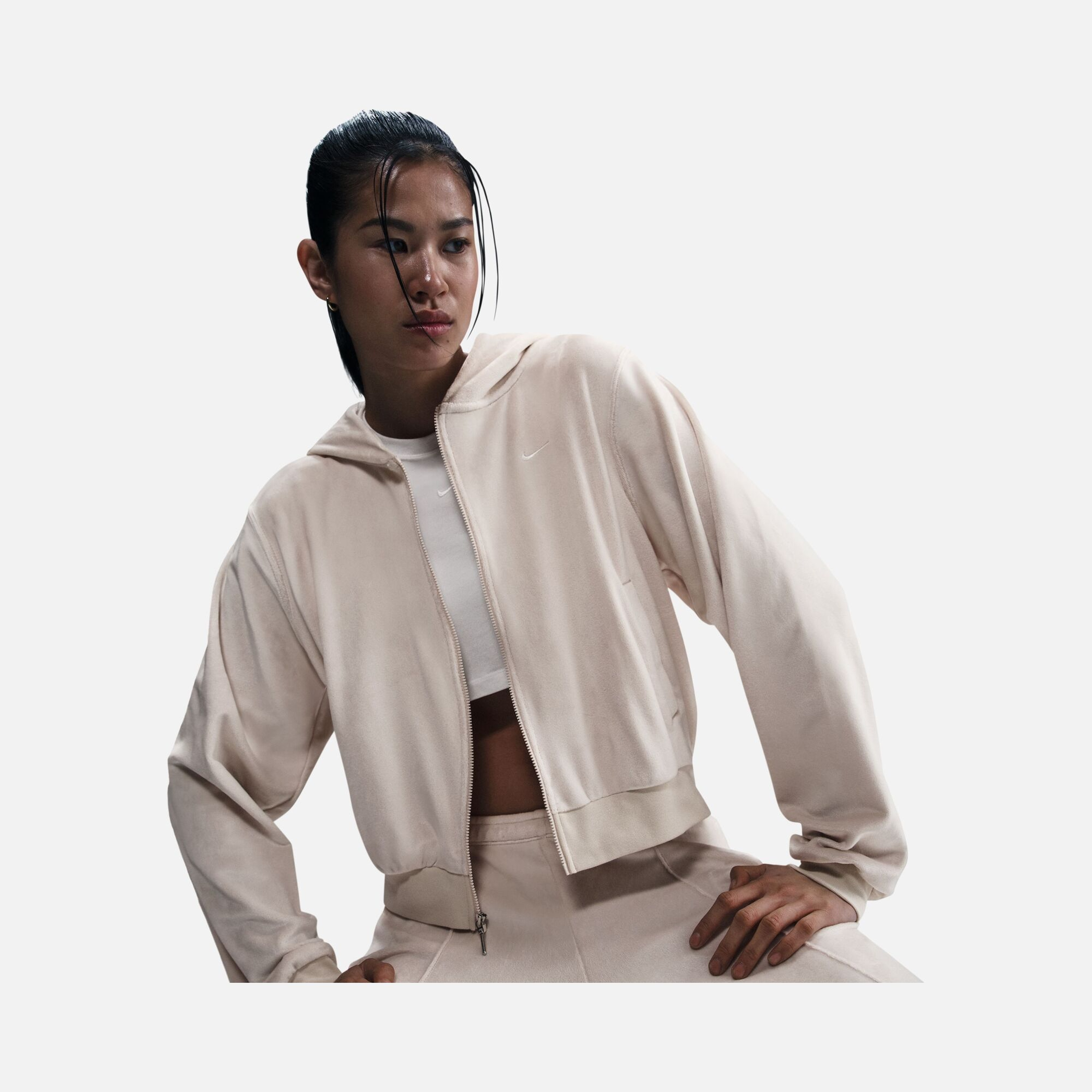 Nike Sportswear Phoenix Fleece Chill Knit Velvet Fabric Full-Zip Hooded Kadın Sweatshirt