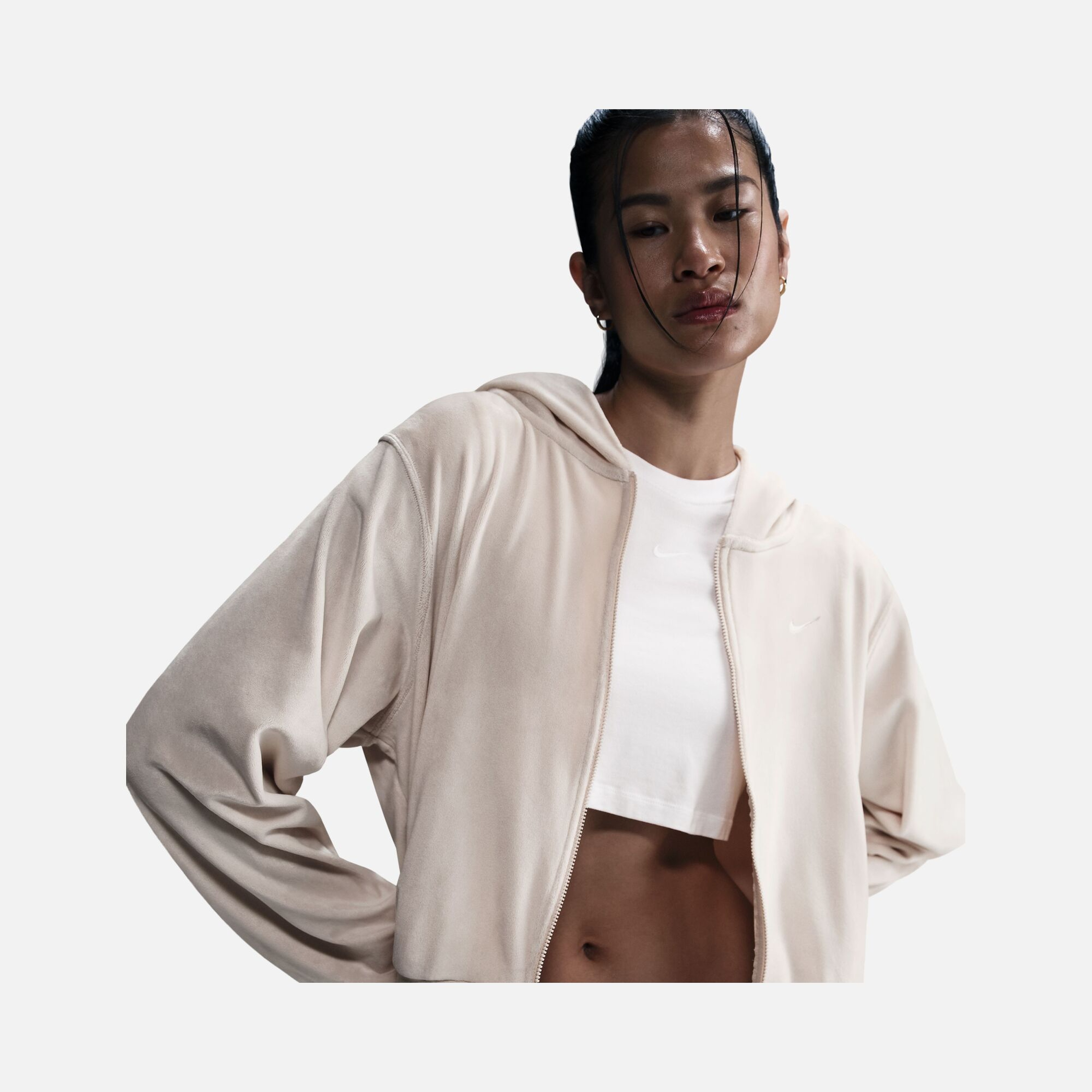 Nike Sportswear Phoenix Fleece Chill Knit Velvet Fabric Full-Zip Hooded Kadın Sweatshirt