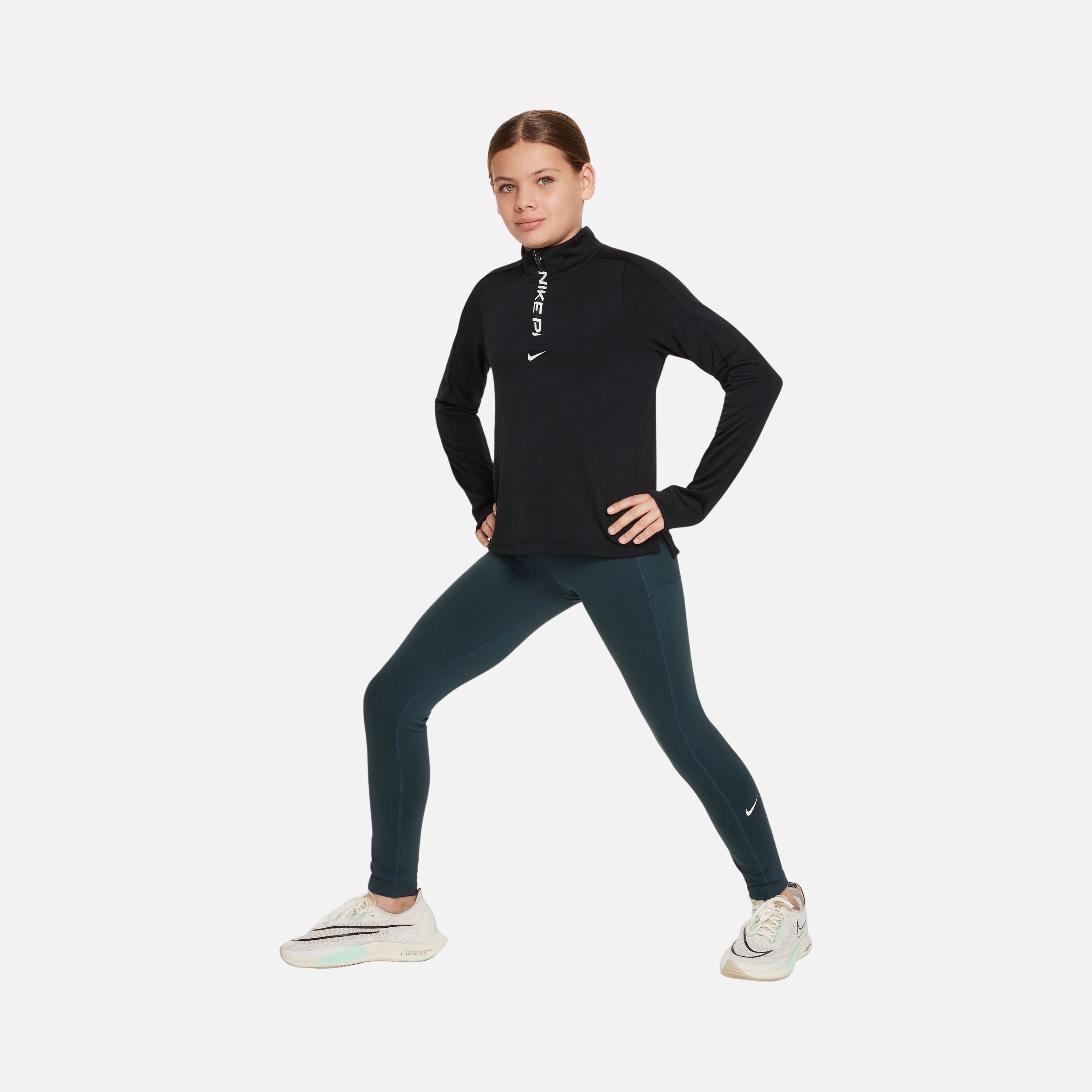 Nike Pro Dri-Fit 1/2-Zip Training Long-Sleeve (Girls') Çocuk Tişört