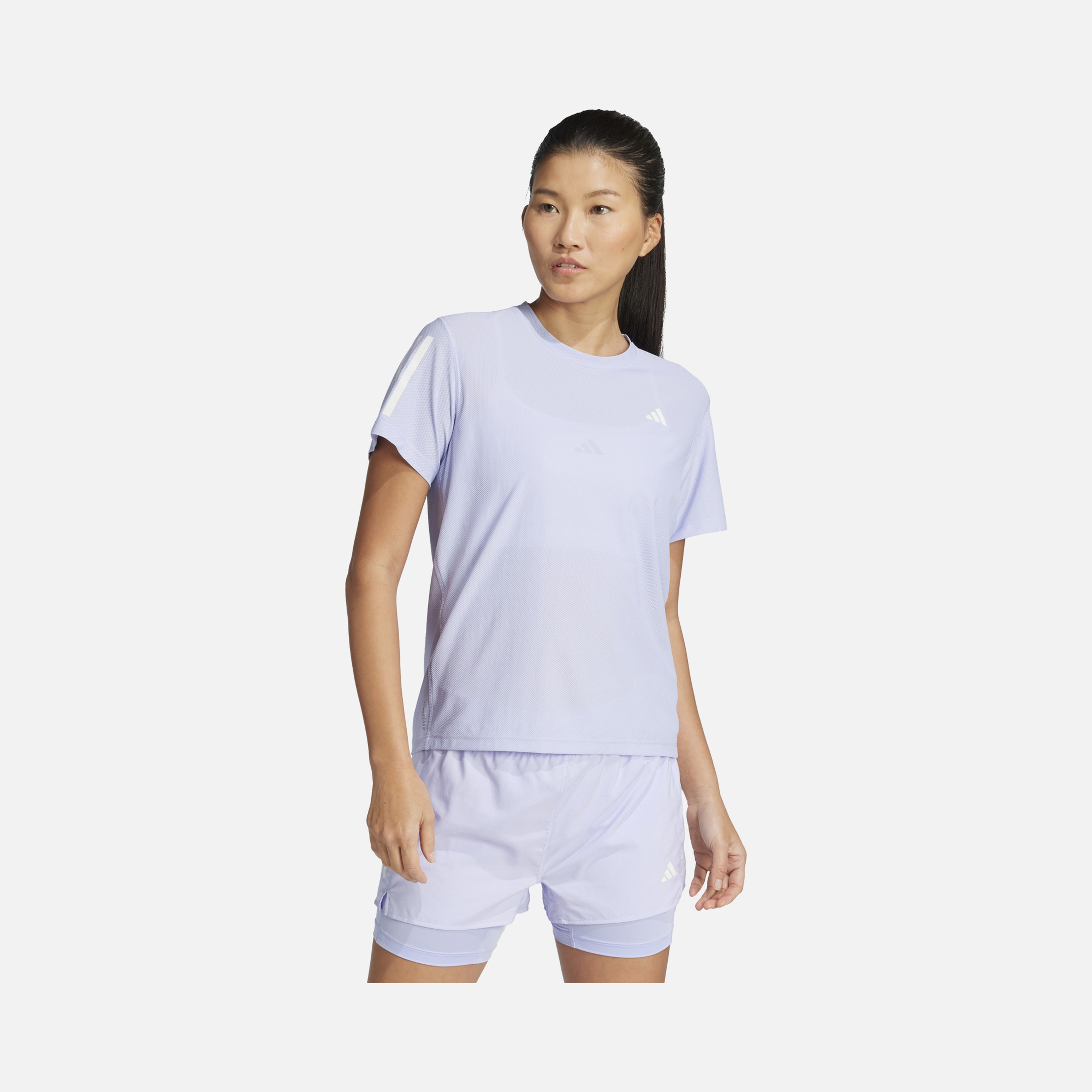 adidas AEROREADY Run Own The 3-Stripes Crew Neck Running Short-Sleeve Kadın Tişört
