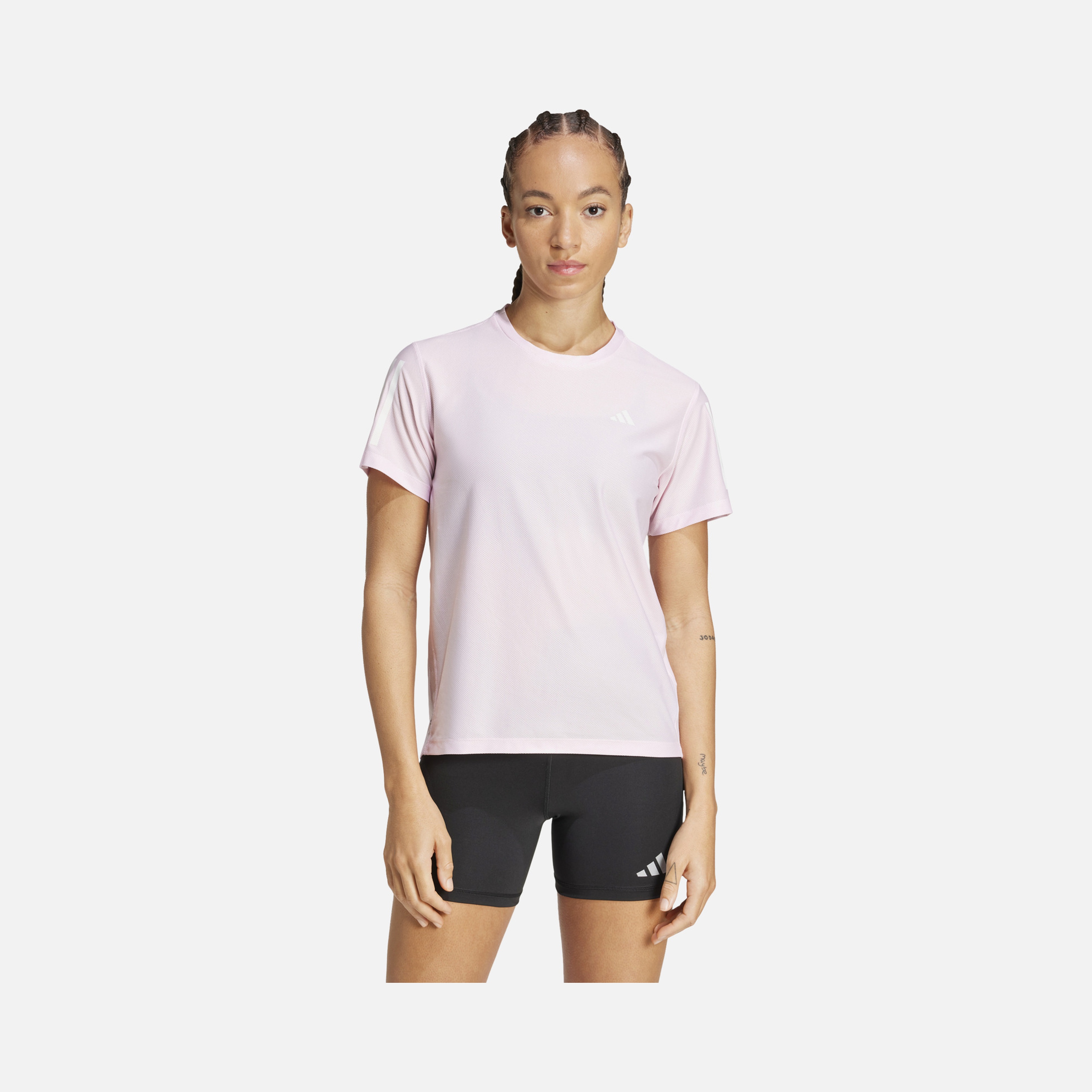 adidas AEROREADY Run Own The 3-Stripes Crew Neck Running Short-Sleeve Kadın Tişört