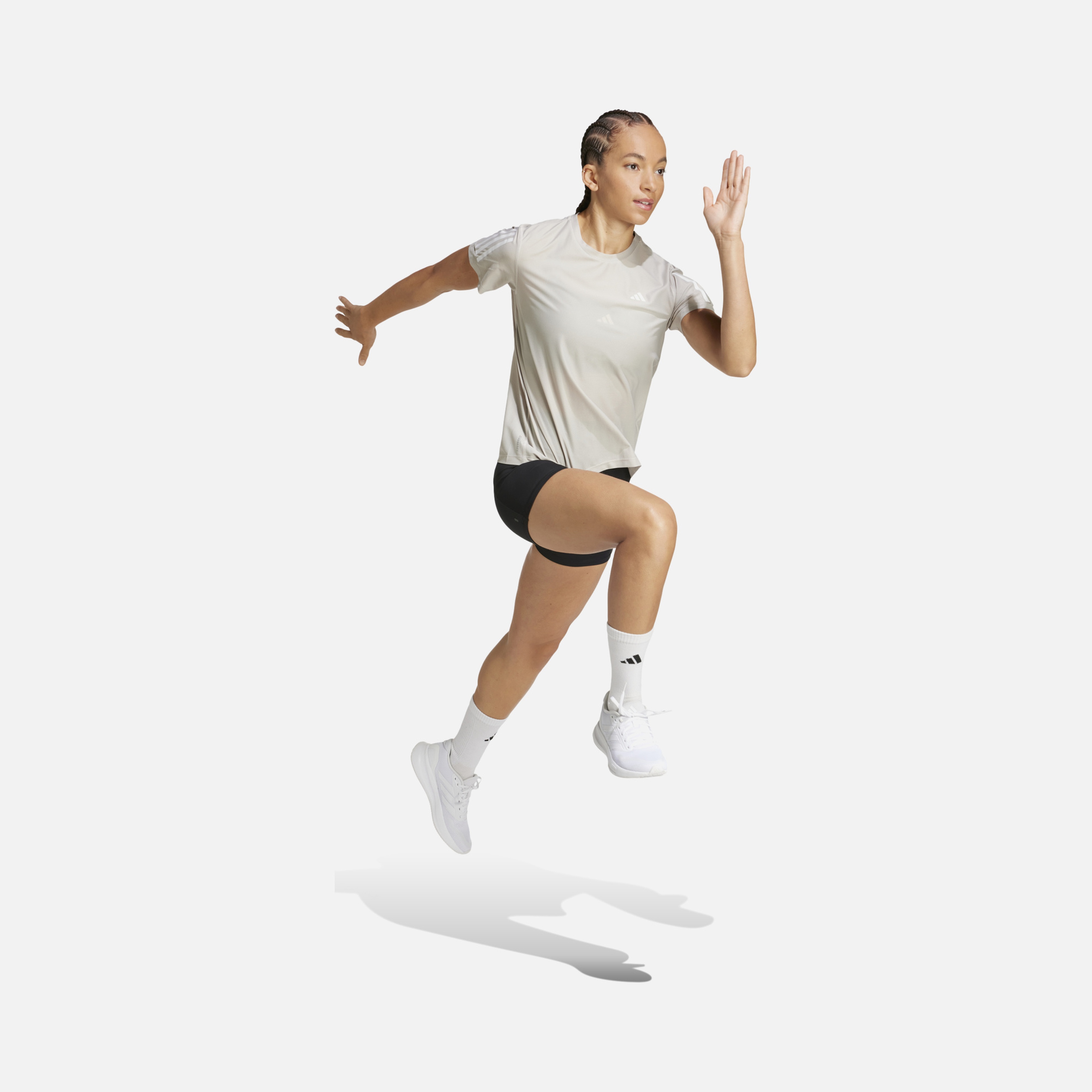 adidas AEROREADY Run Own The 3-Stripes Crew Neck Running Short-Sleeve Kadın Tişört