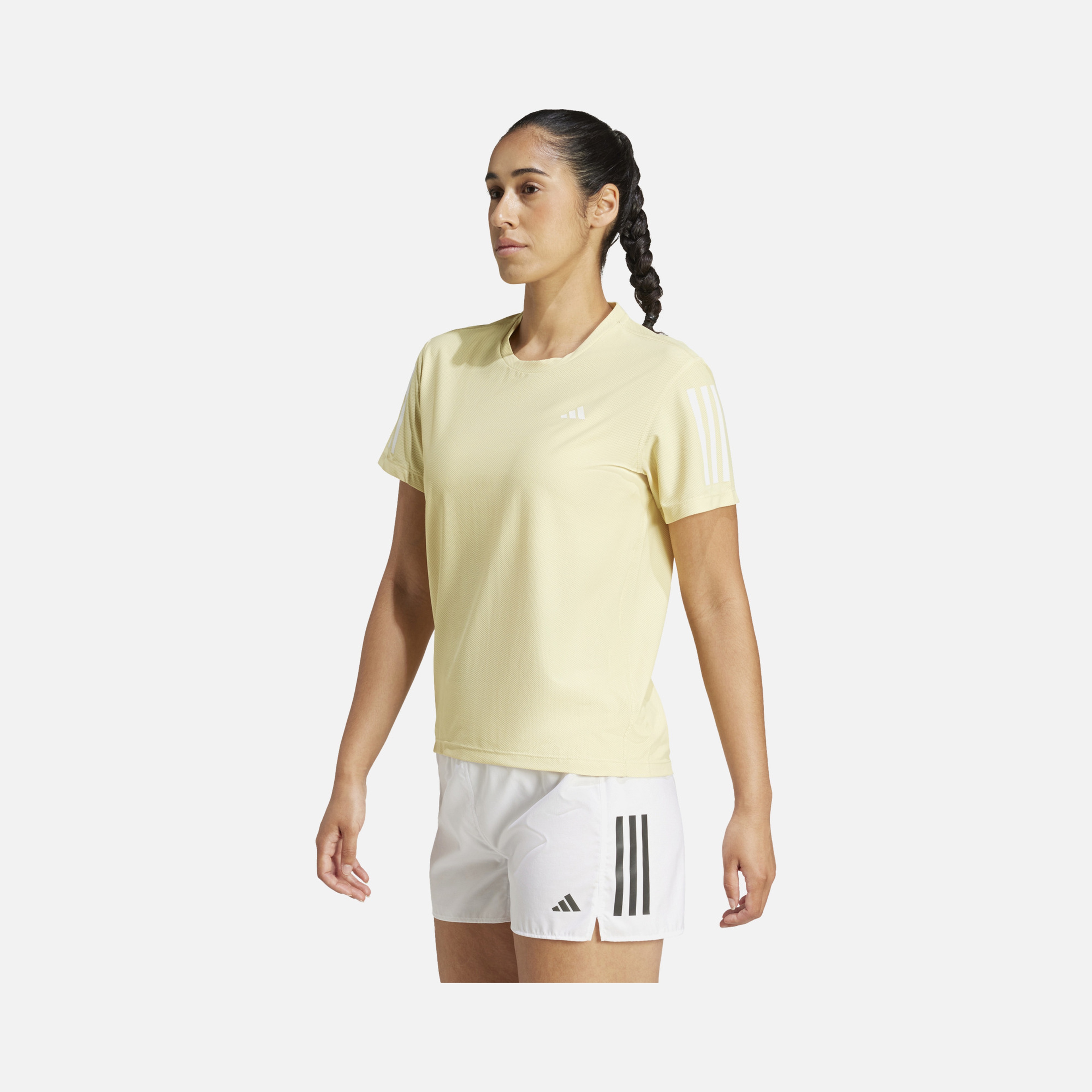 adidas AEROREADY Run Own The 3-Stripes Crew Neck Running Short-Sleeve Kadın Tişört