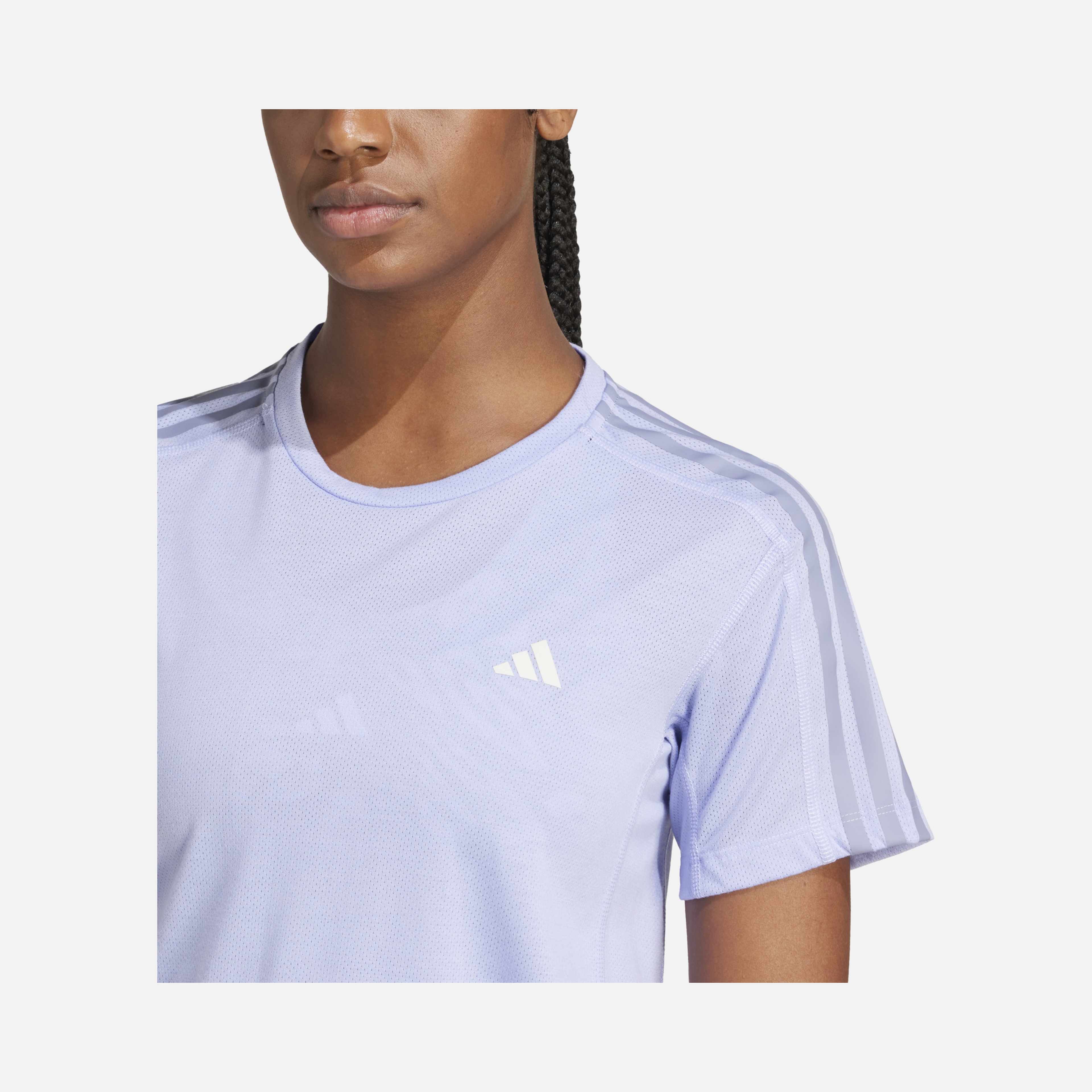 adidas AEROREADY Own the Run 3-Stripes Running Short-Sleeve Kadın Tişört