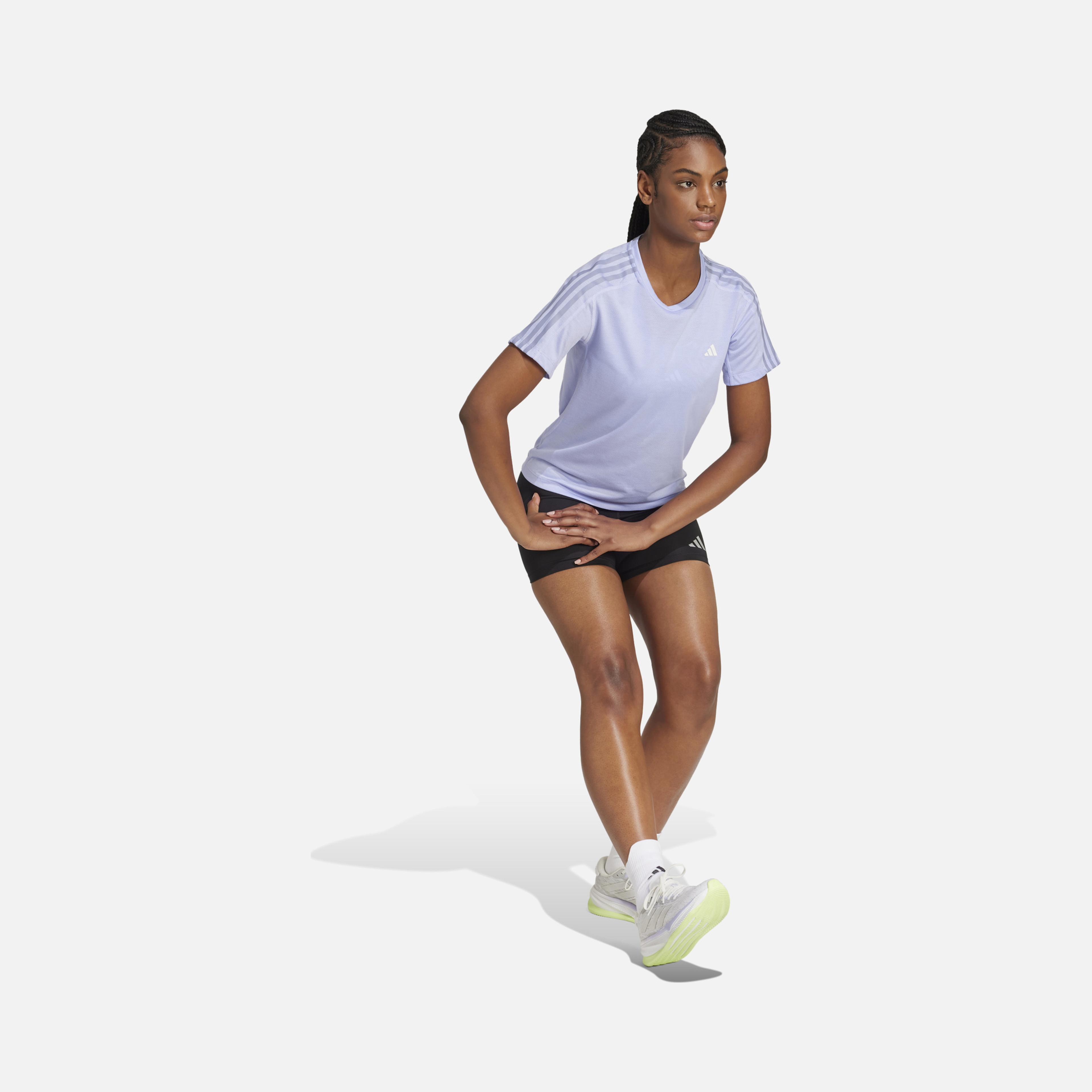 adidas AEROREADY Own the Run 3-Stripes Running Short-Sleeve Kadın Tişört