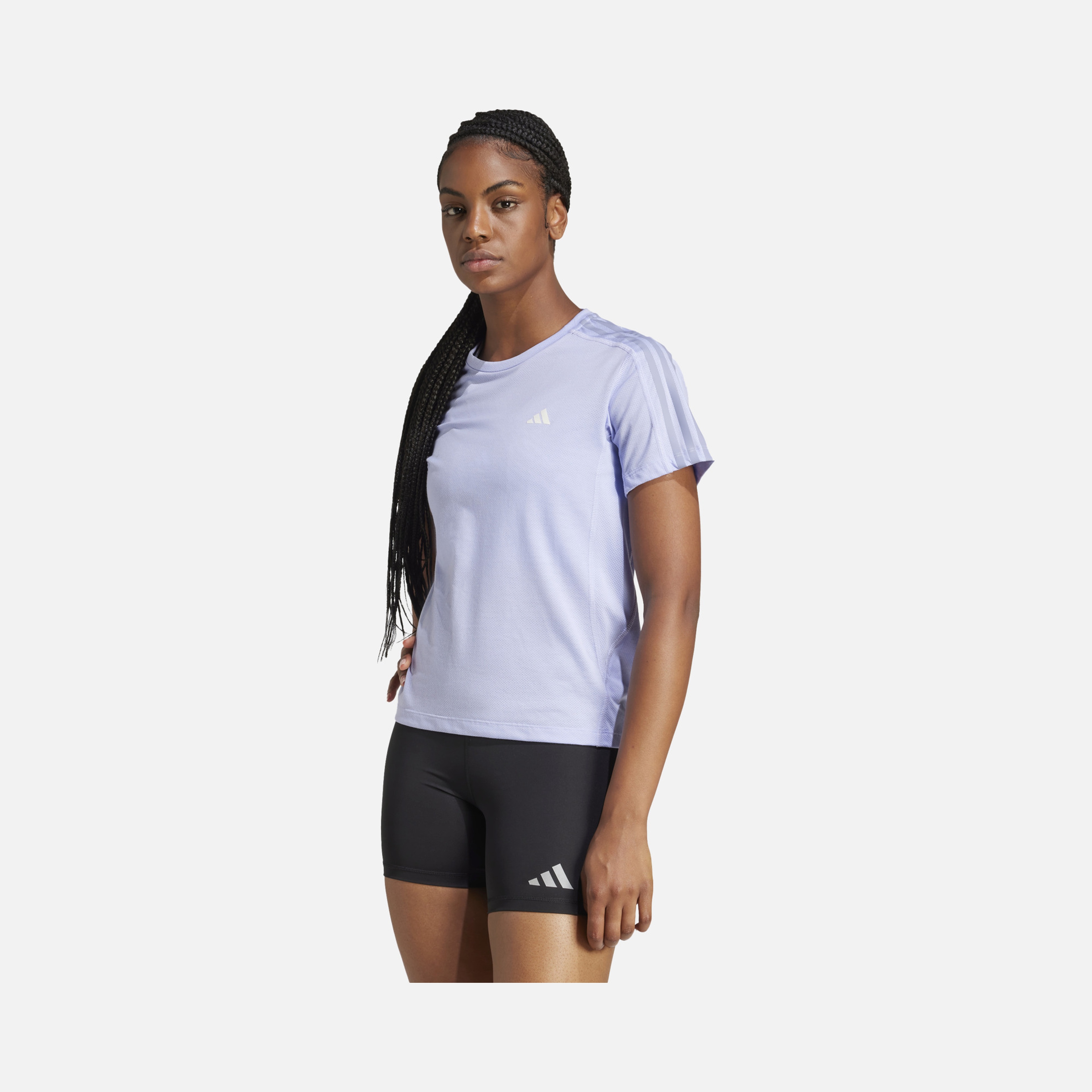 adidas AEROREADY Own the Run 3-Stripes Running Short-Sleeve Kadın Tişört