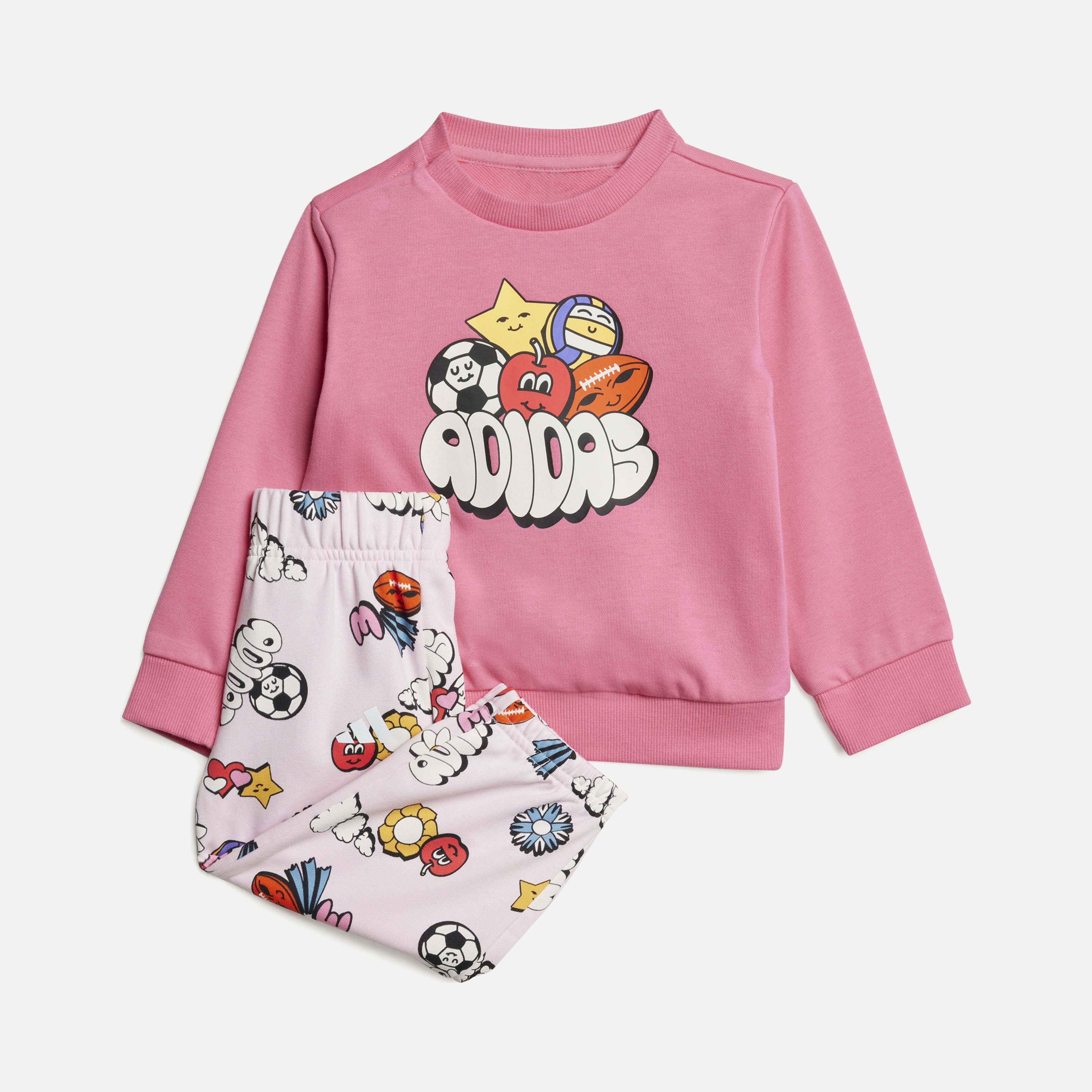adidas Seasonal Essentials Fun All Over Printed French Terry 2 Snaps on Shoulder Bebek Eşofman Takımı