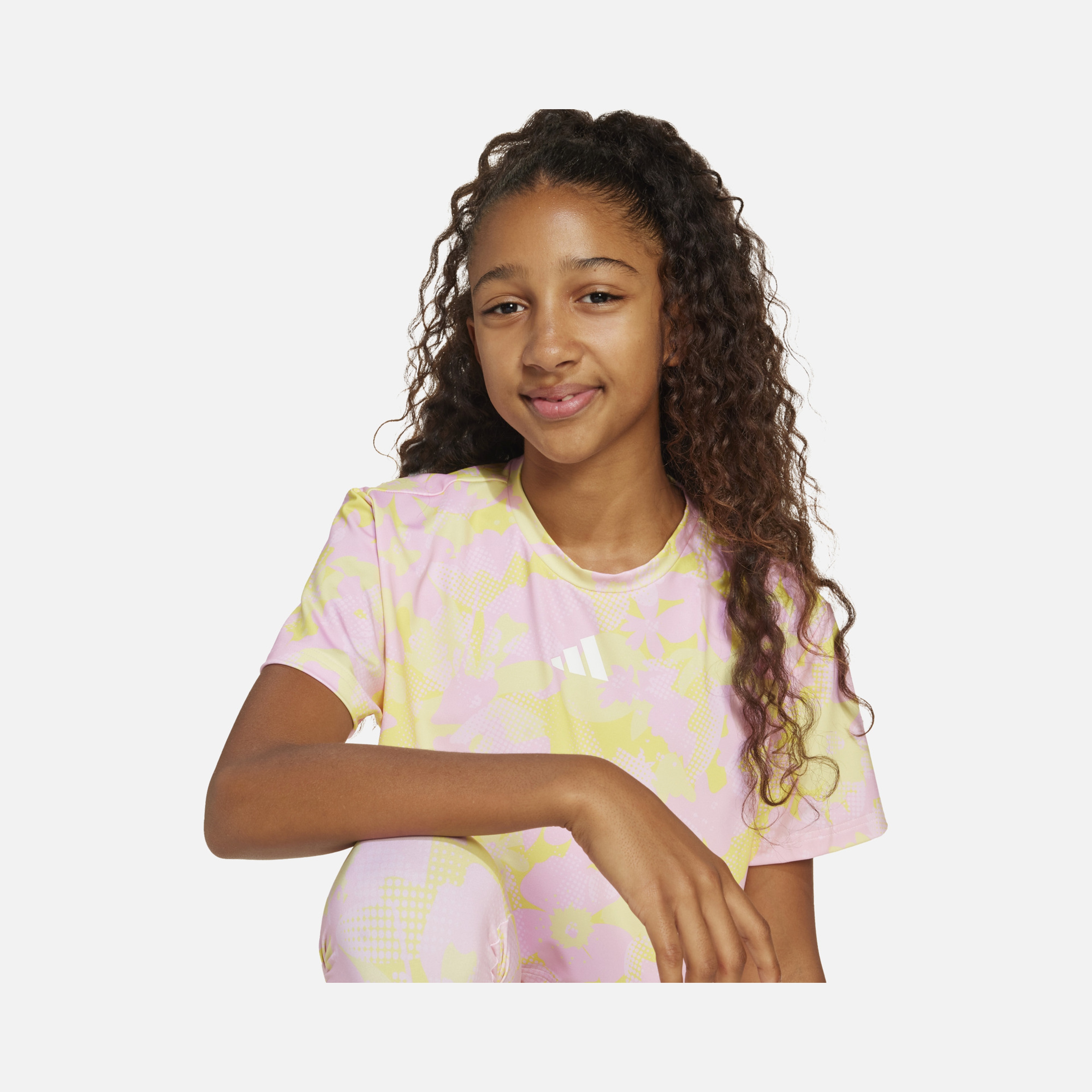 adidas Climacool Train Essentials All Over Printed Flower Cropped Gym & Training Short-Sleeve (Girls') Çocuk Tişört