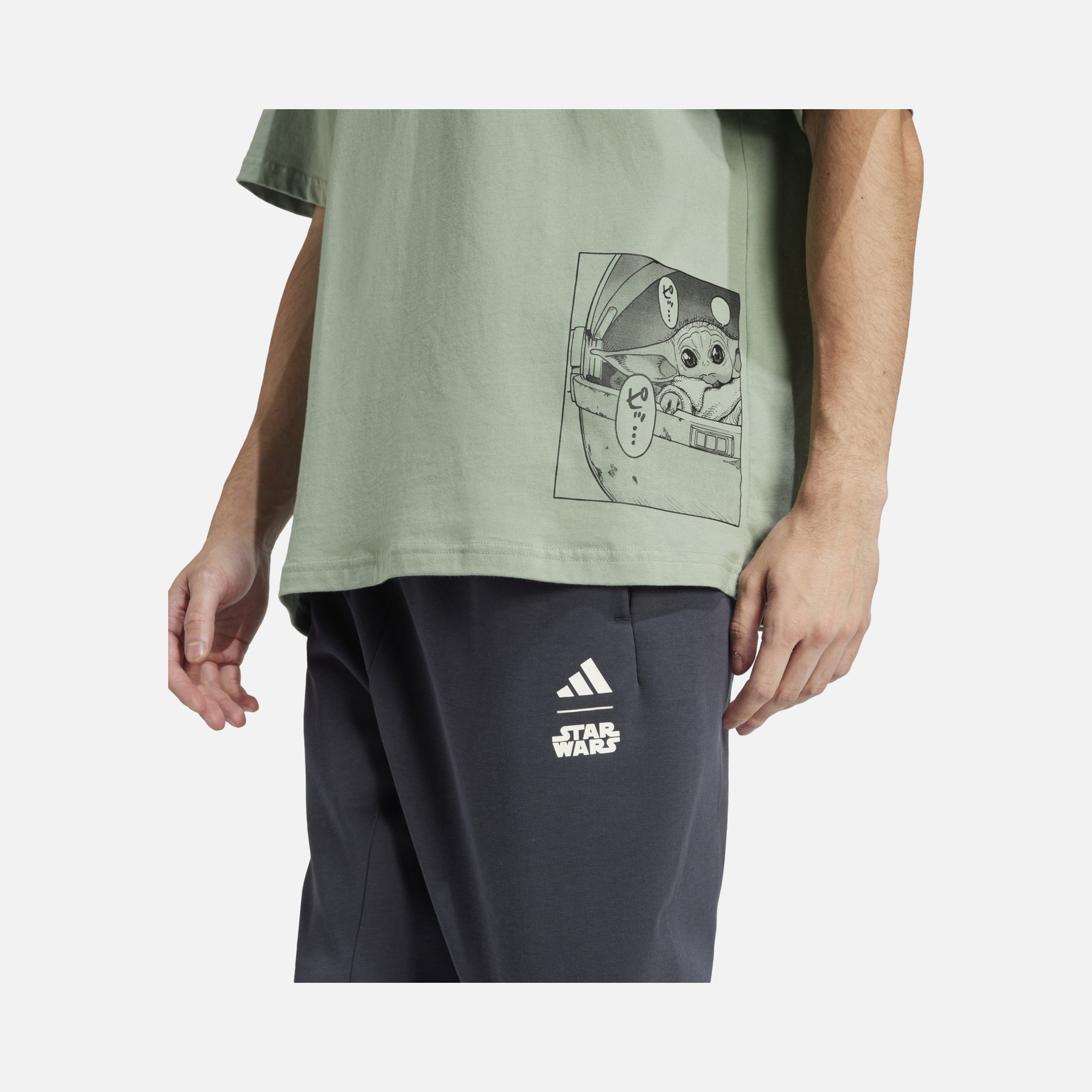 adidas X Star Wars The Mandalorian Graphic & Grogu Print Oversized Gym & Training Short-Sleeve Erkek Tişört