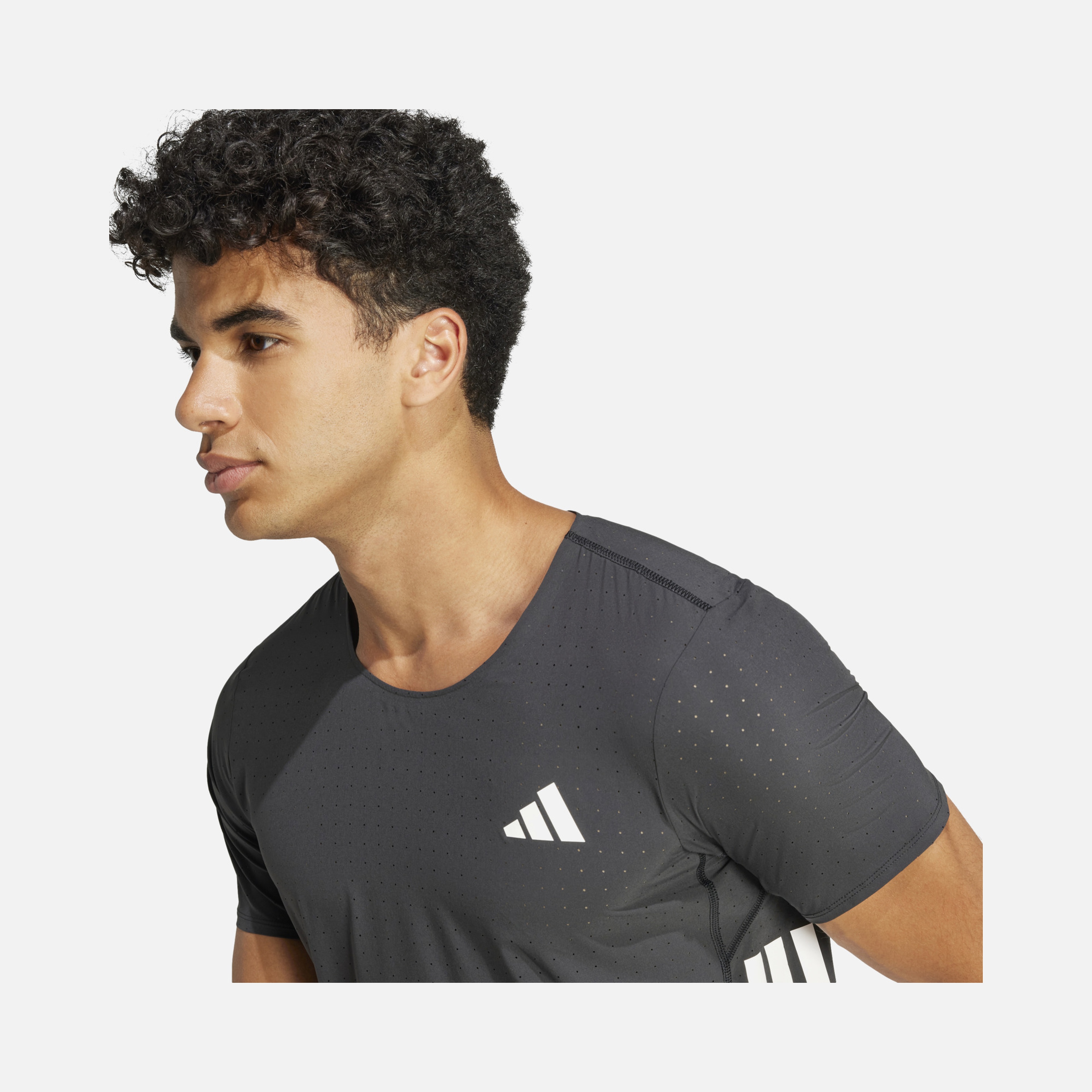 adidas Adizero 3-Stripes Running Short-Sleeve Erkek Tişört