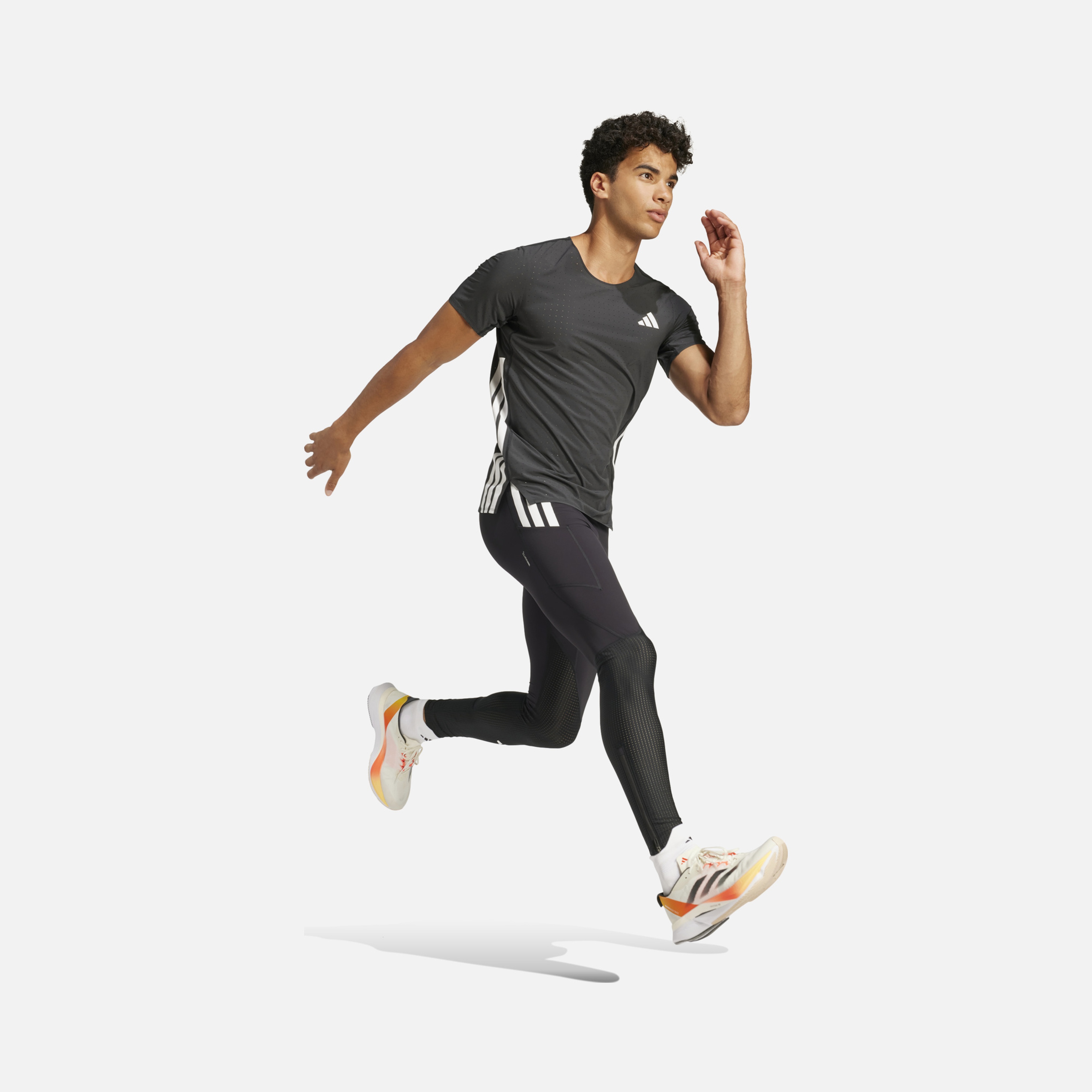 adidas Adizero 3-Stripes Running Short-Sleeve Erkek Tişört