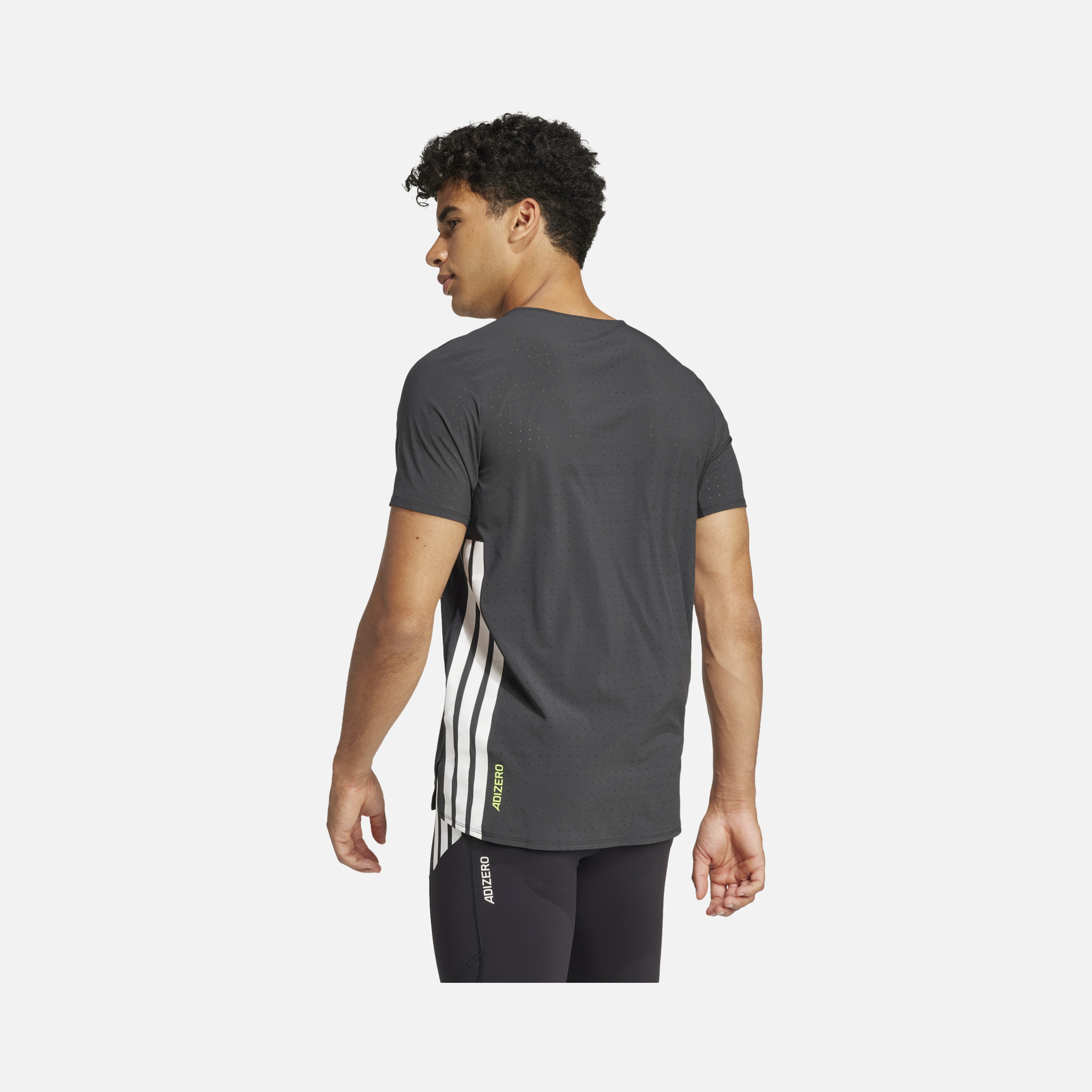 adidas Adizero 3-Stripes Running Short-Sleeve Erkek Tişört