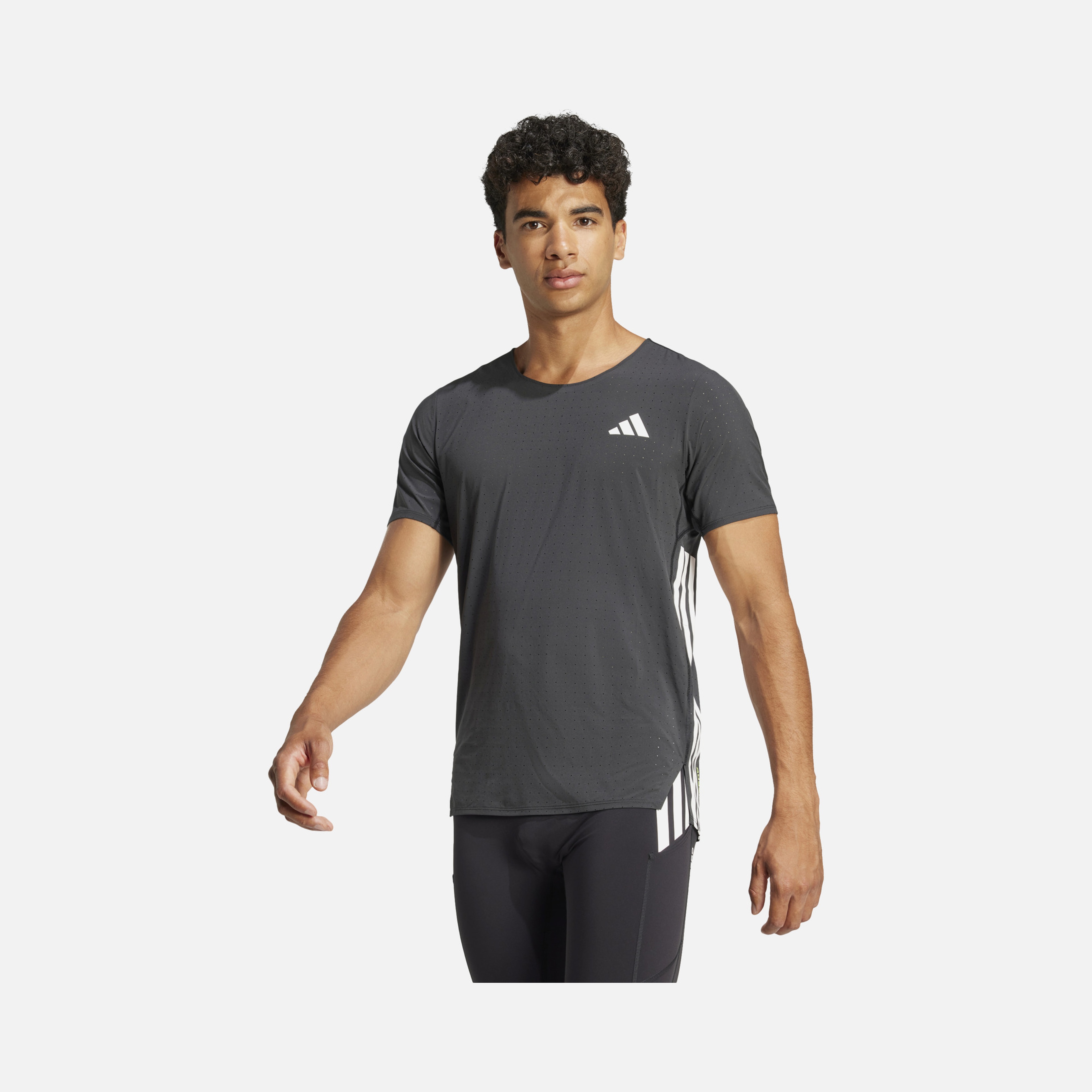 adidas Adizero 3-Stripes Running Short-Sleeve Erkek Tişört
