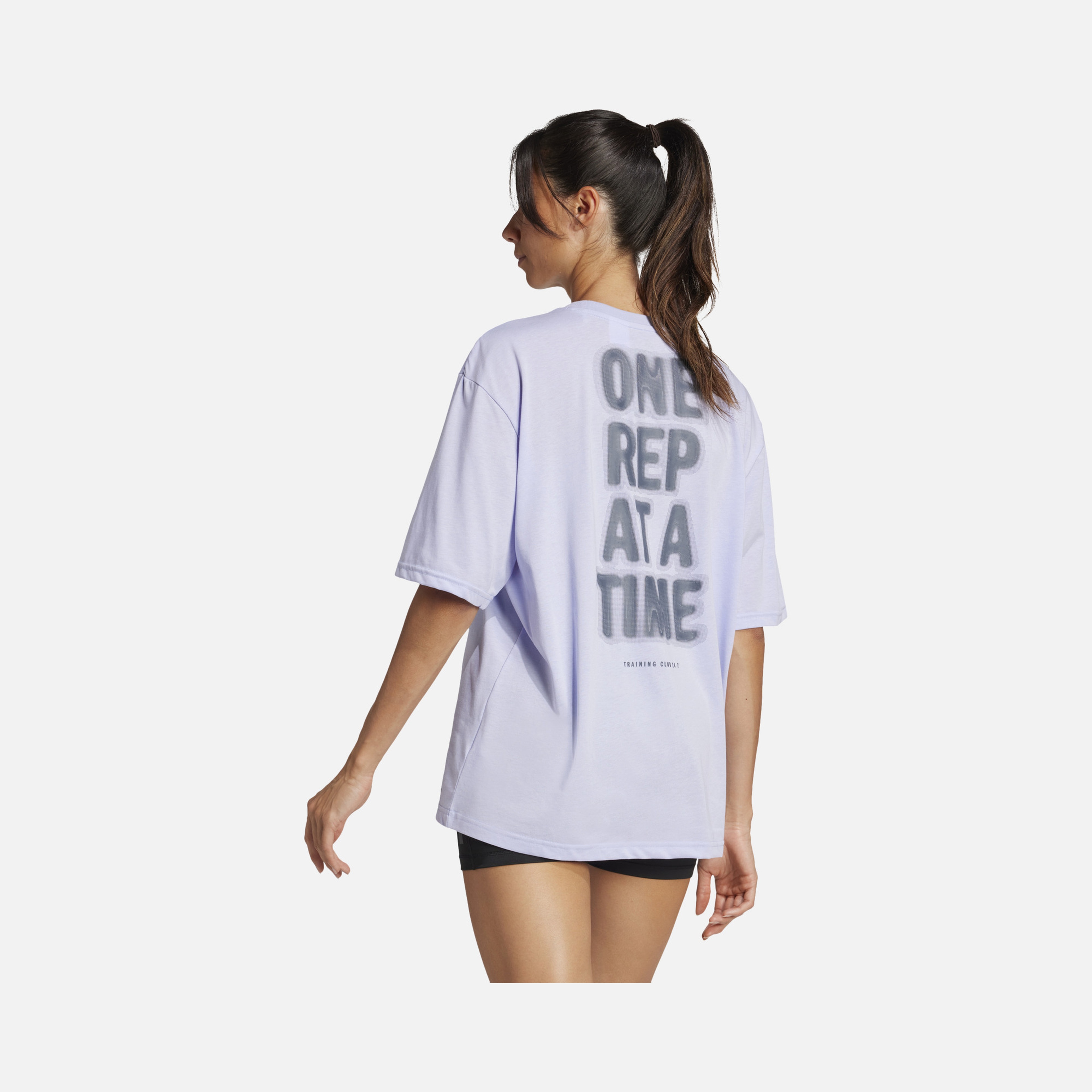 adidas Strong ''One Rep At A Time Graphic'' Oversized Gym & Training Short-Sleeve Kadın Tişört