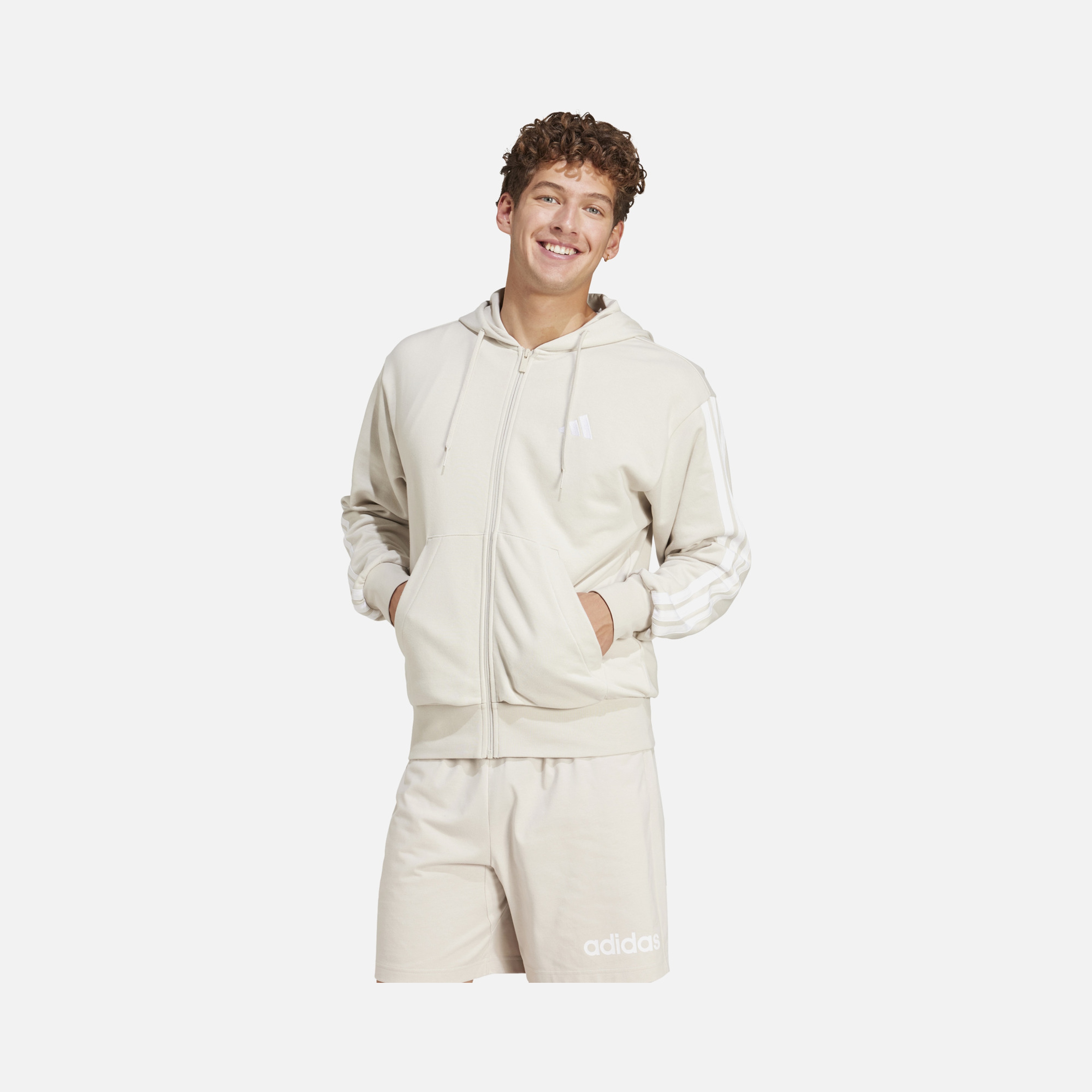adidas Sportswear Essentials 3-Stripes French Terry Full-Zip Hooded Erkek Sweatshirt