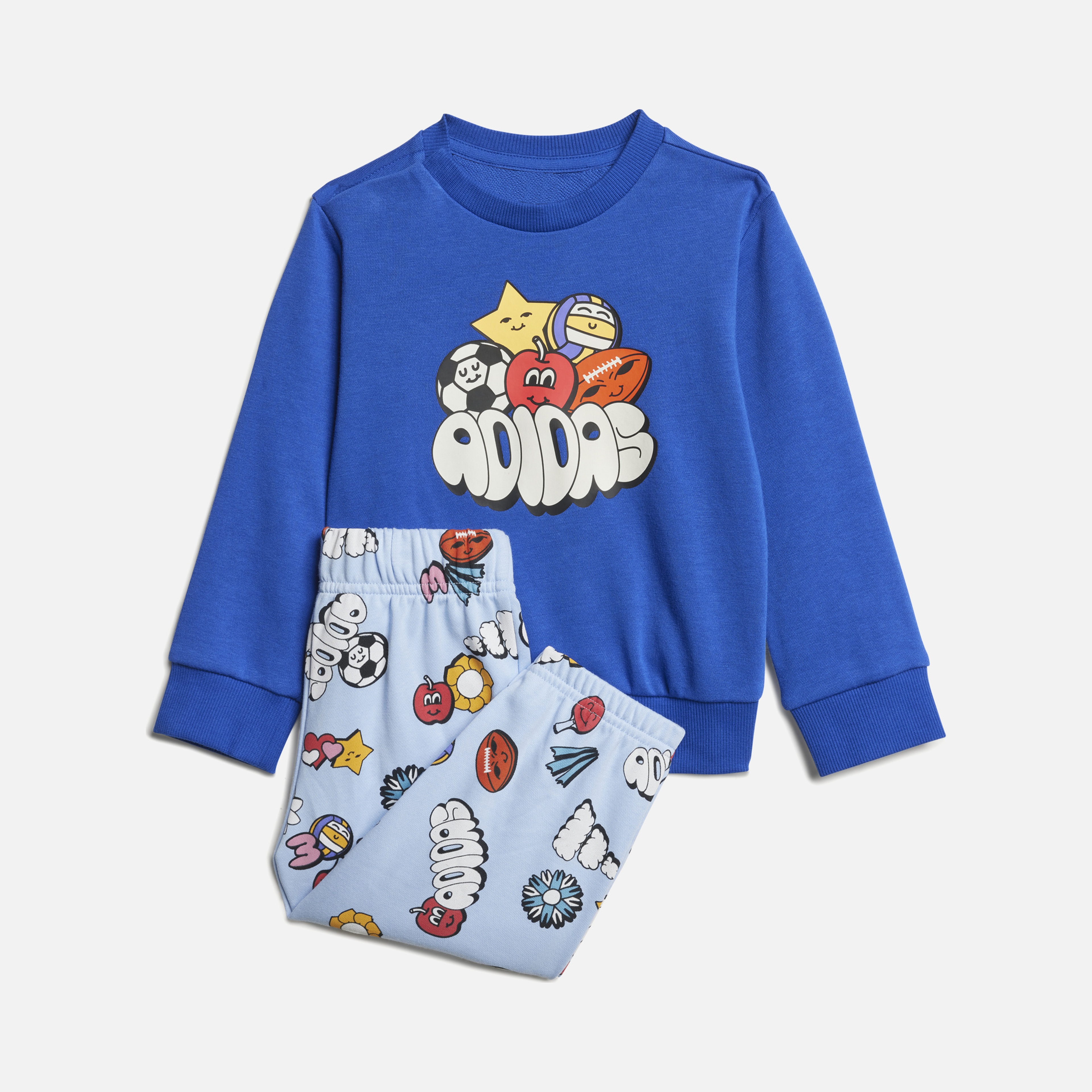 adidas Seasonal Essentials Fun All Over Printed French Terry 2 Snaps on Shoulder Bebek Eşofman Takımı