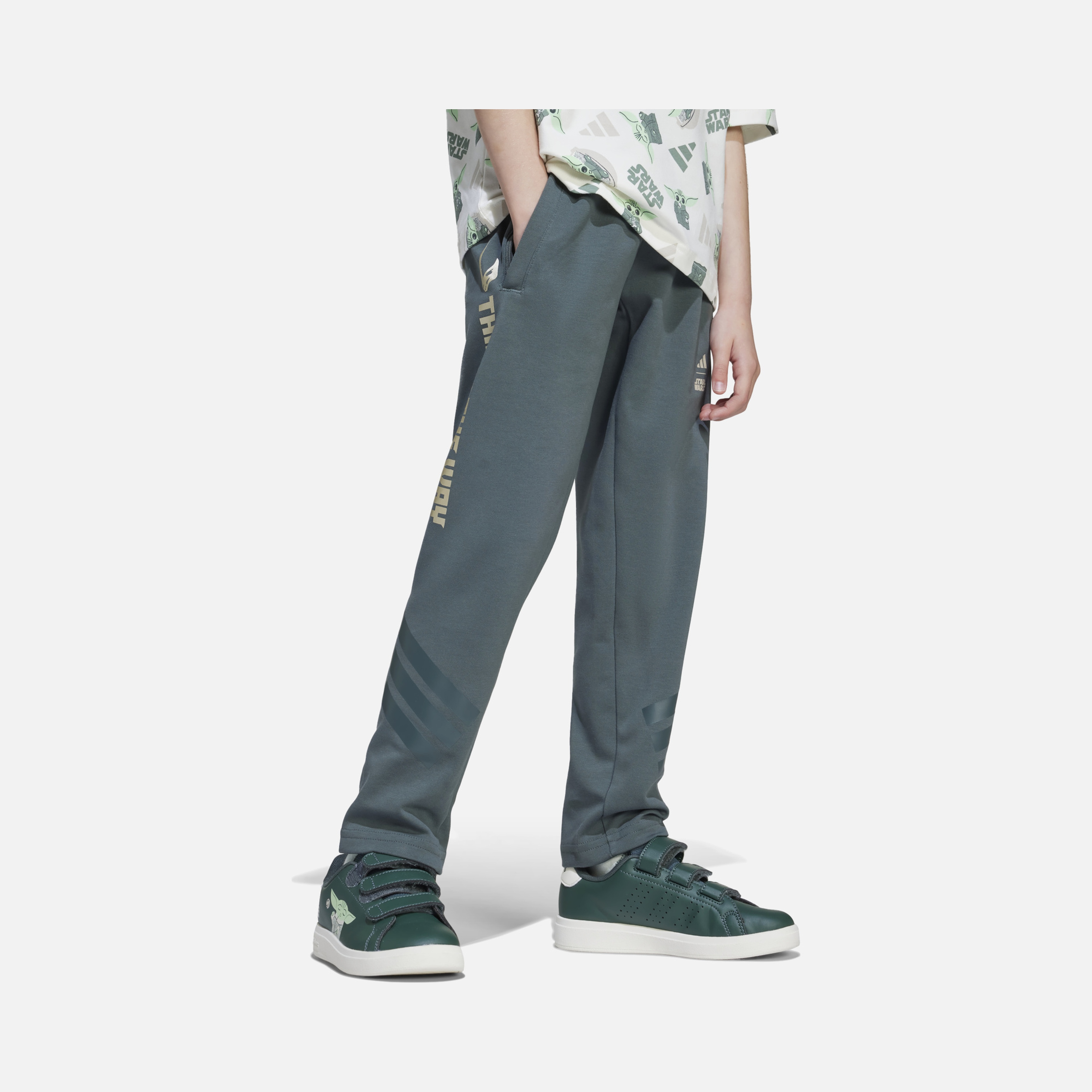 adidas Star Wars Mandalorian French Terry Fabric Mid-Rise Waist Gym & Training Çocuk Eşofman Altı