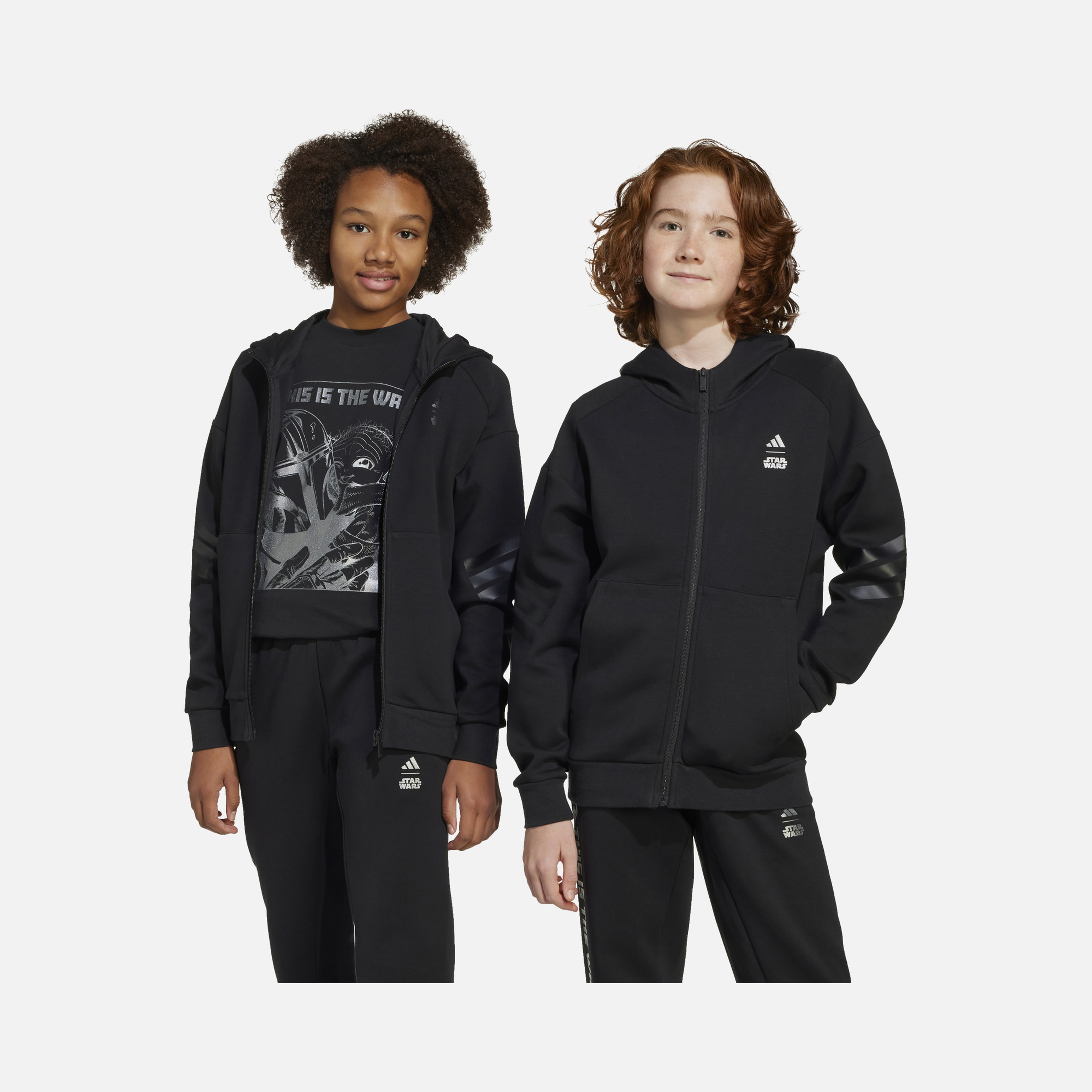 adidas Star Wars Mandalorian Printed 3-Stripes Full-Zip Hooded Çocuk Sweatshirt