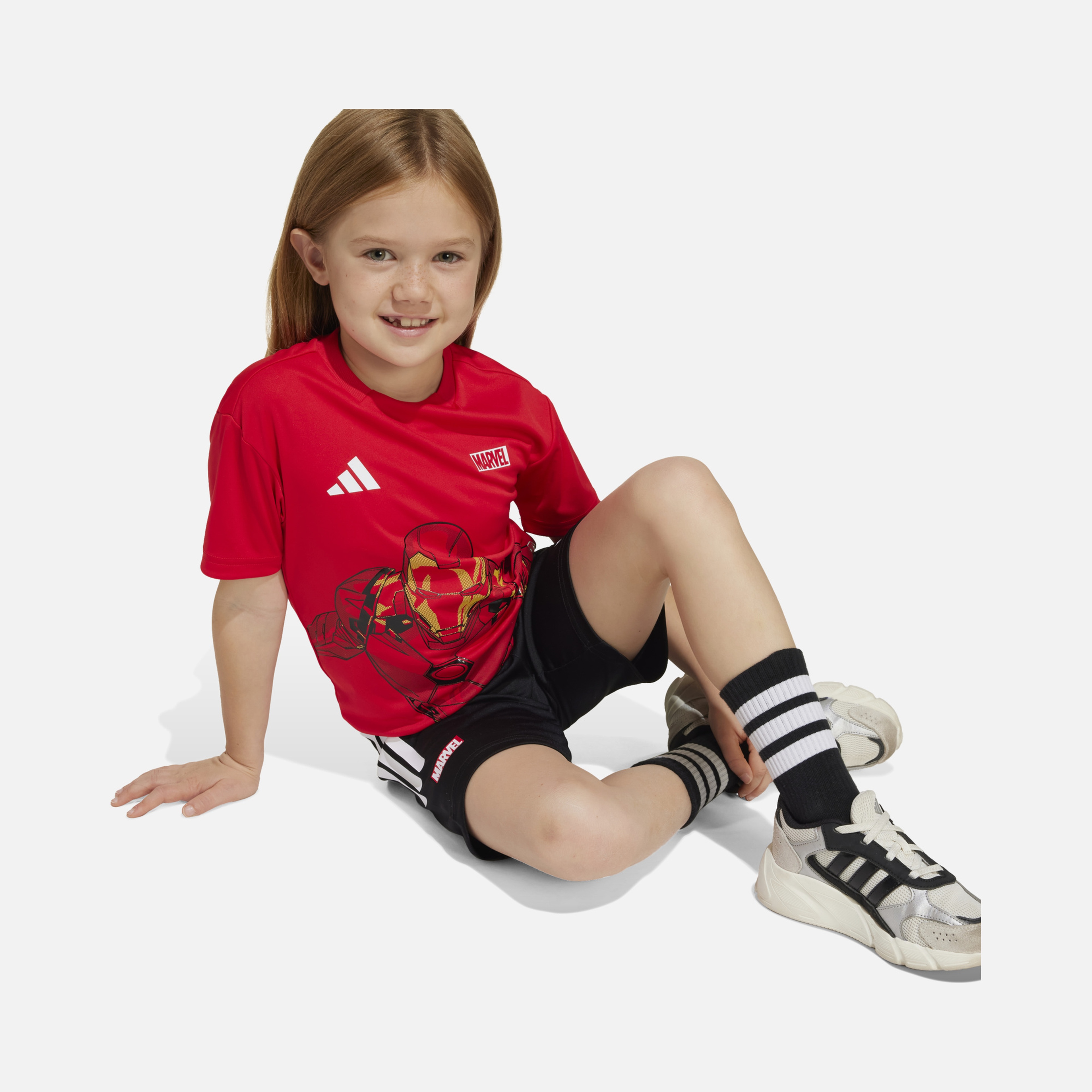 adidas Sportswear x Marvel Iron Man Climacool Regular-Fit Short-Sleeve Tişört&Şort Çocuk Takım