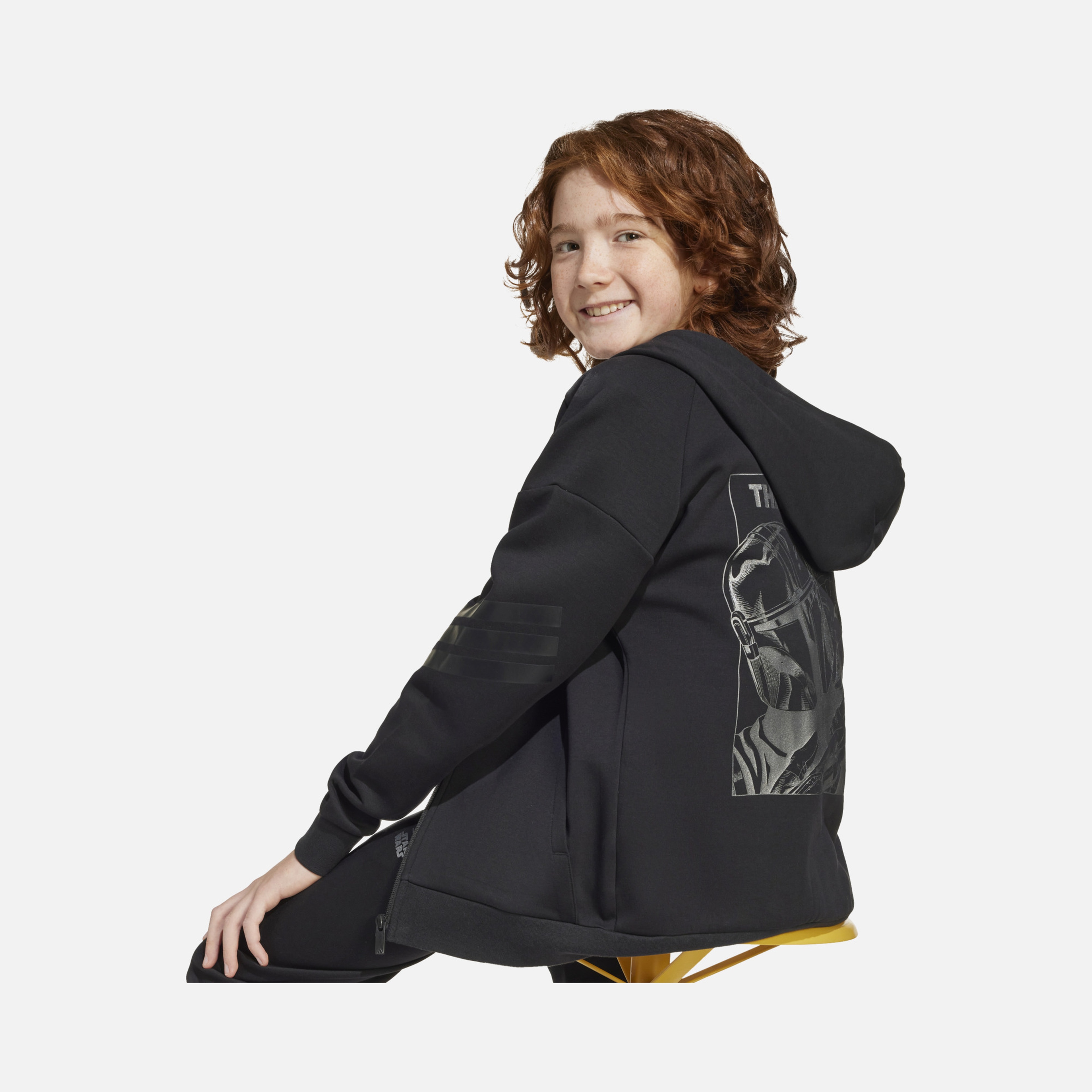 adidas Star Wars Mandalorian Printed 3-Stripes Full-Zip Hooded Çocuk Sweatshirt