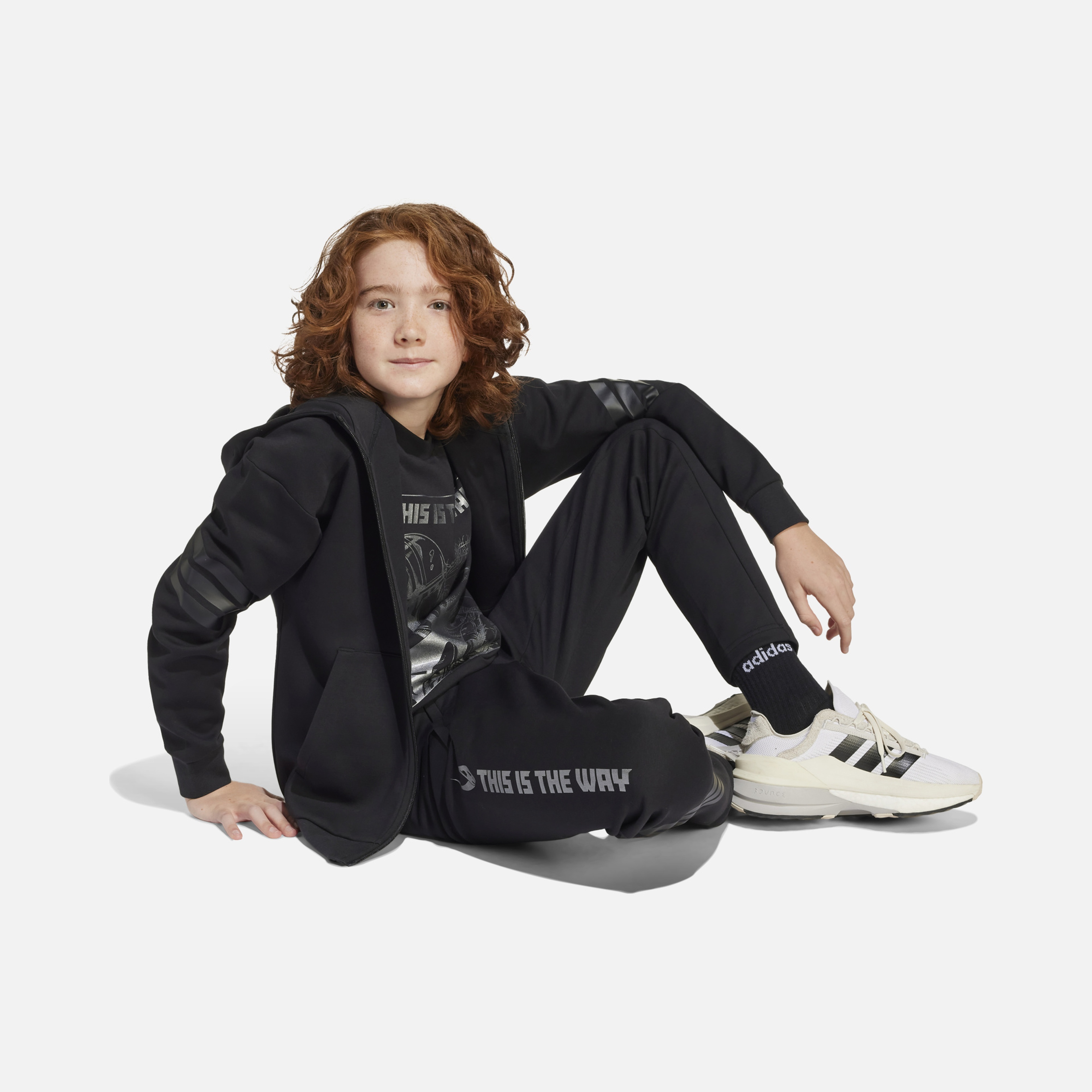 adidas Star Wars Mandalorian Printed 3-Stripes Full-Zip Hooded Çocuk Sweatshirt