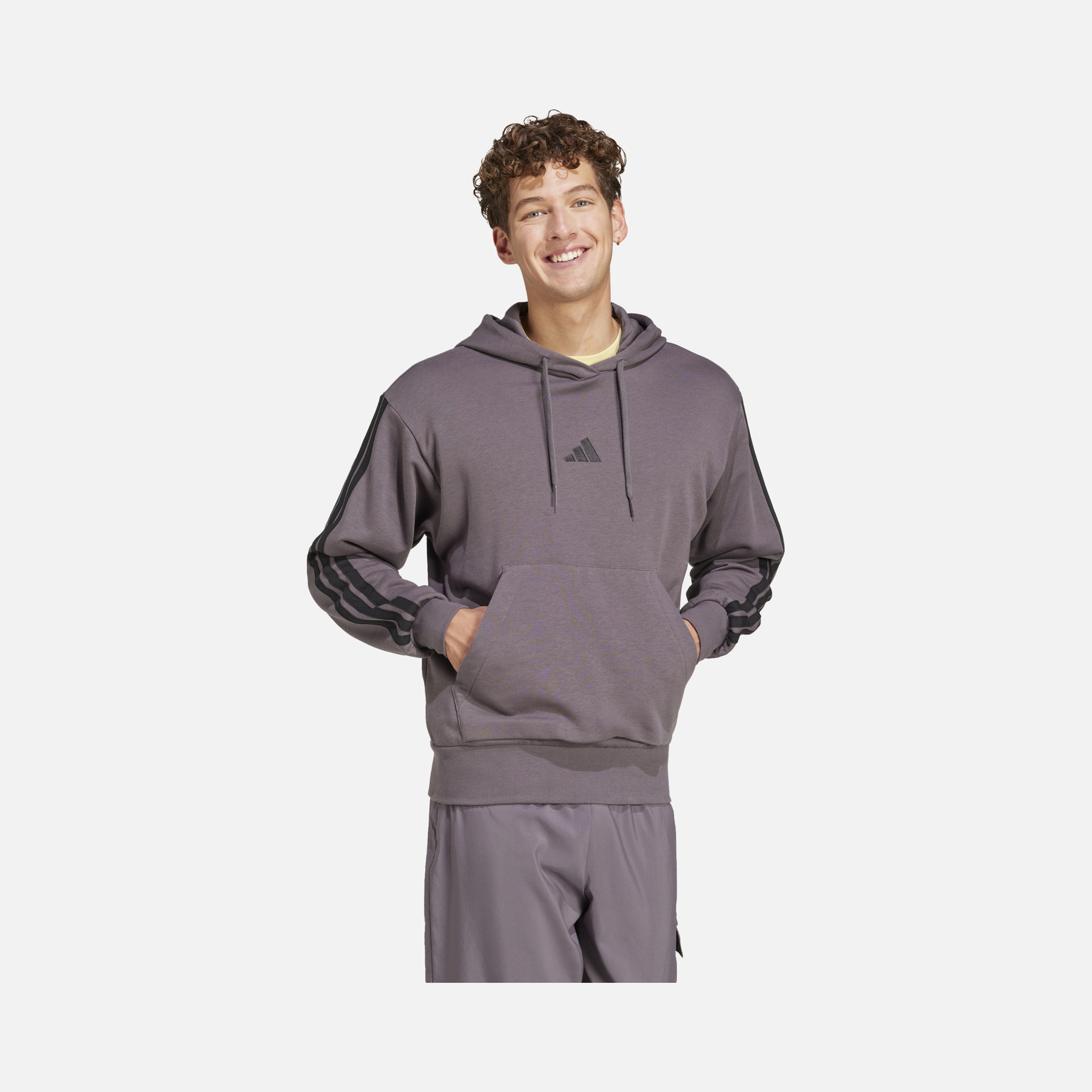 adidas Essential 3-Stripes French Terry Gym & Training Hooded Erkek Sweatshirt