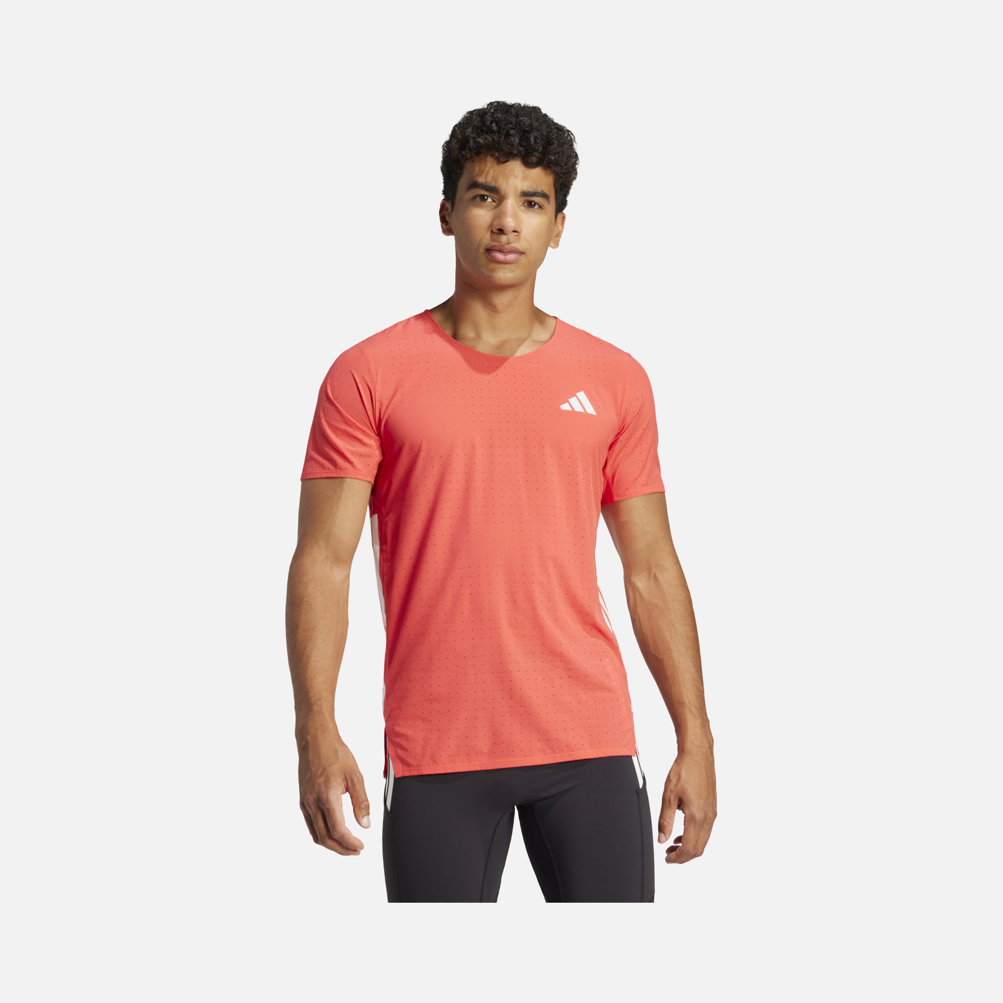 adidas Adizero 3-Stripes Running Short-Sleeve Erkek Tişört