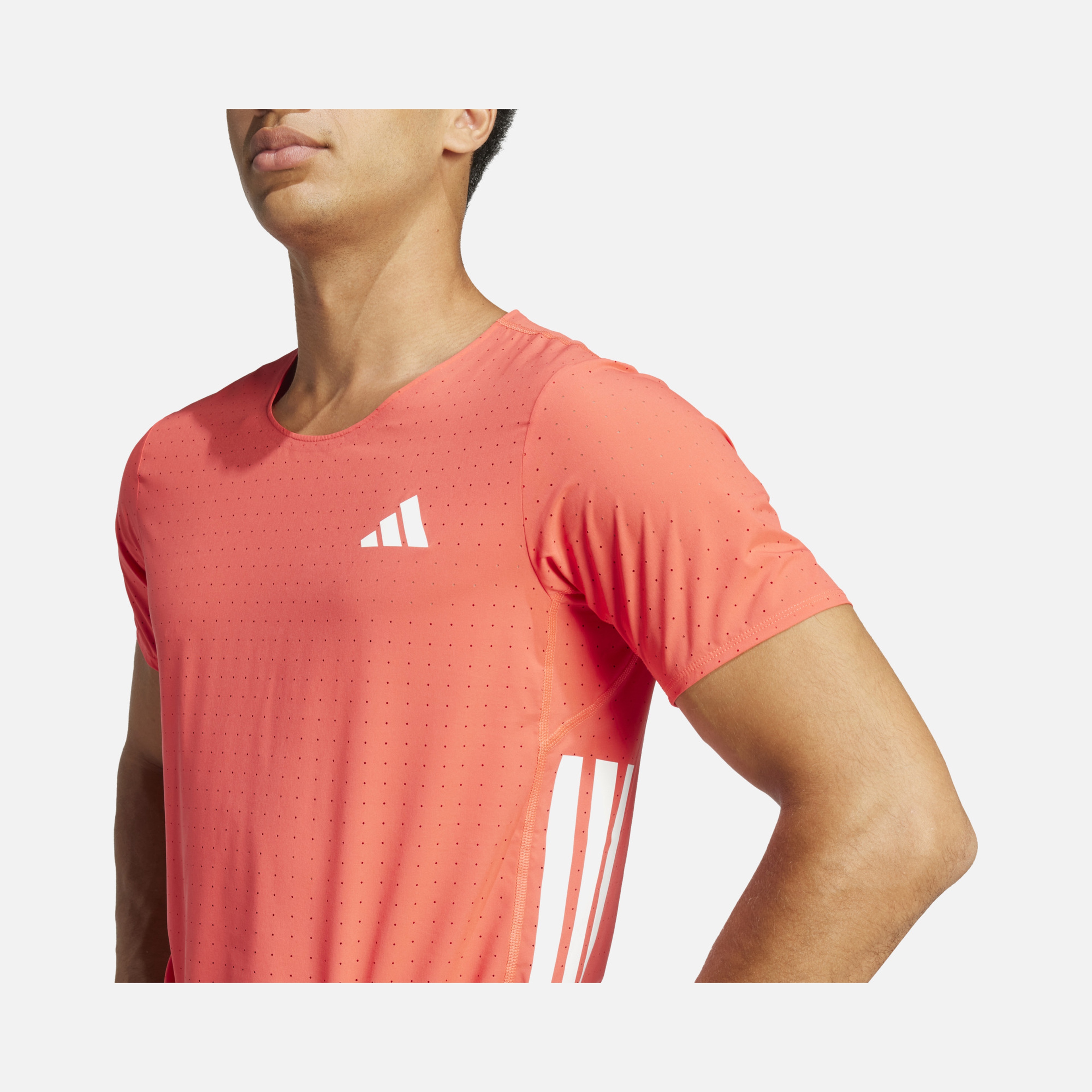 adidas Adizero 3-Stripes Running Short-Sleeve Erkek Tişört