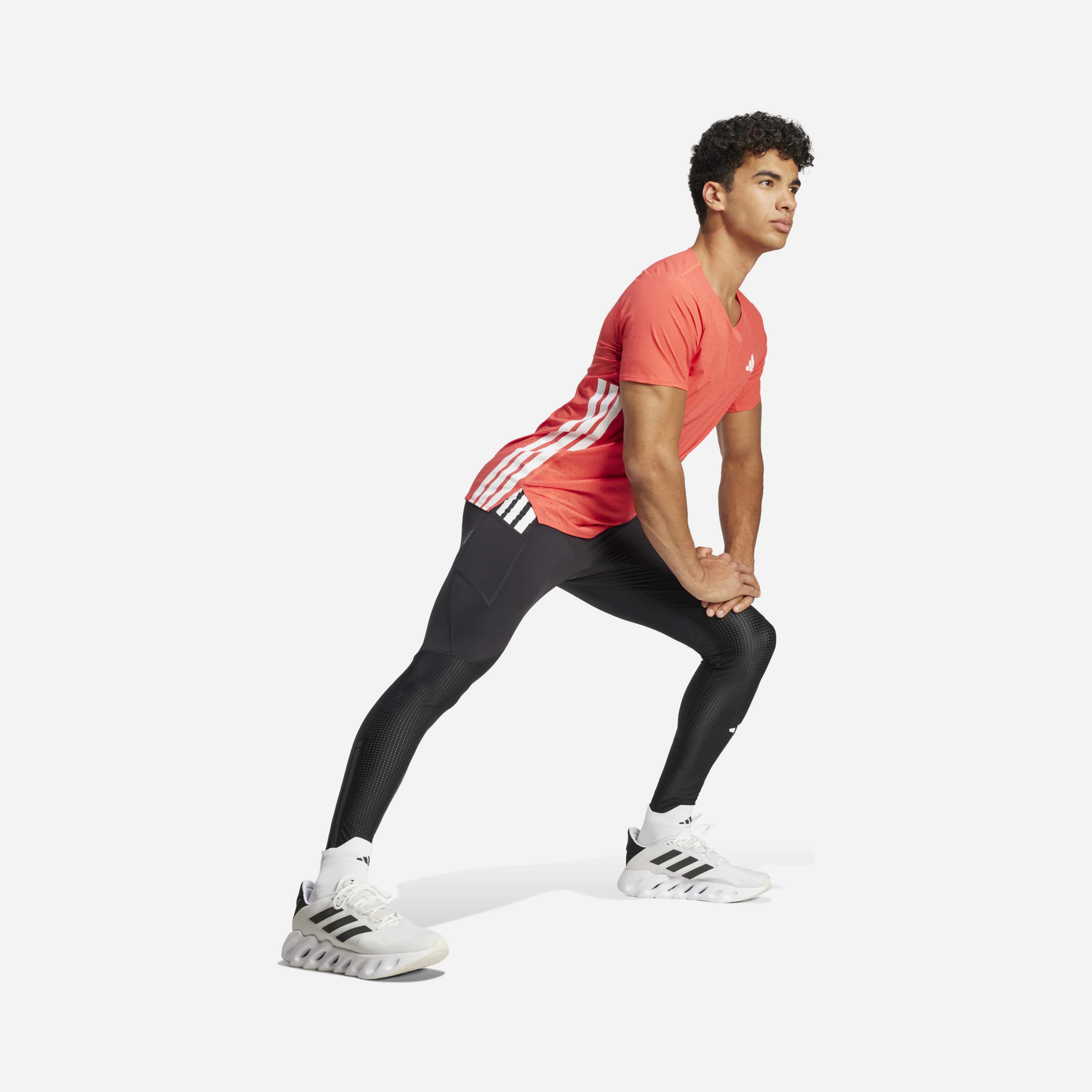 adidas Adizero 3-Stripes Running Short-Sleeve Erkek Tişört