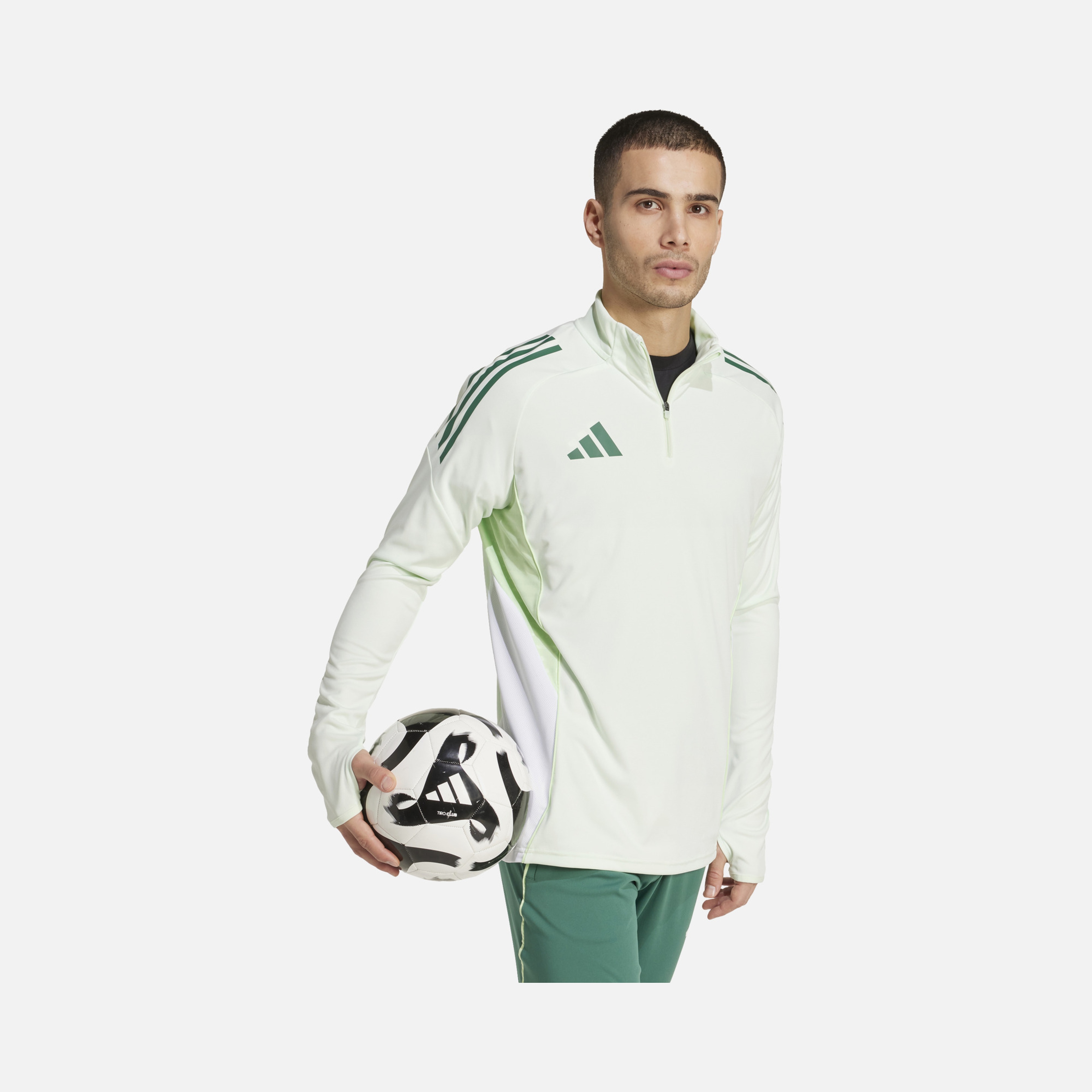 adidas AEROREADY Tiro25 Club Training 3-Stripes 1/4 Zip Long-Sleeve Erkek Tişört