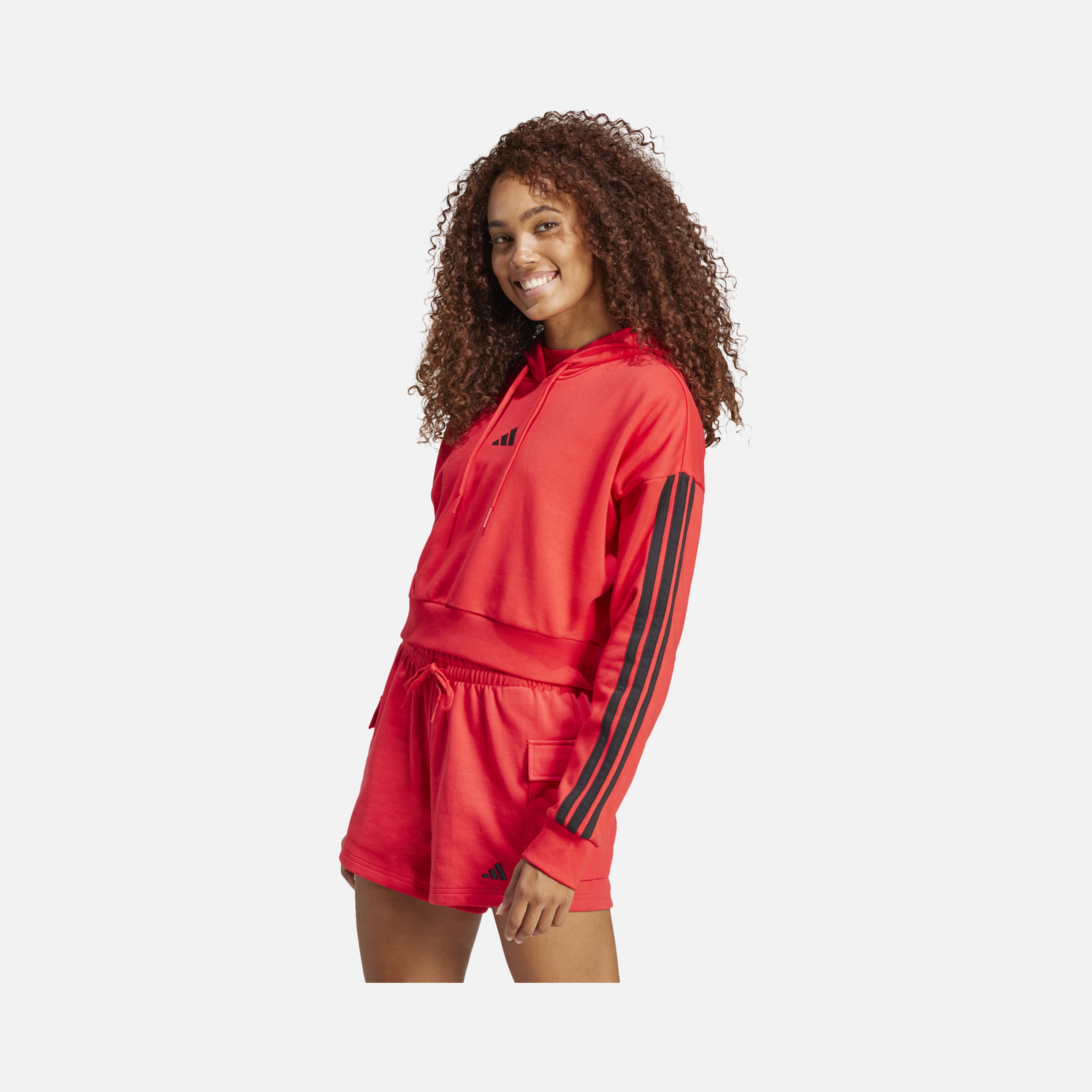 adidas Sportswear Essentials 3-Stripes French Terry Crop Hooded Kadın Sweatshirt