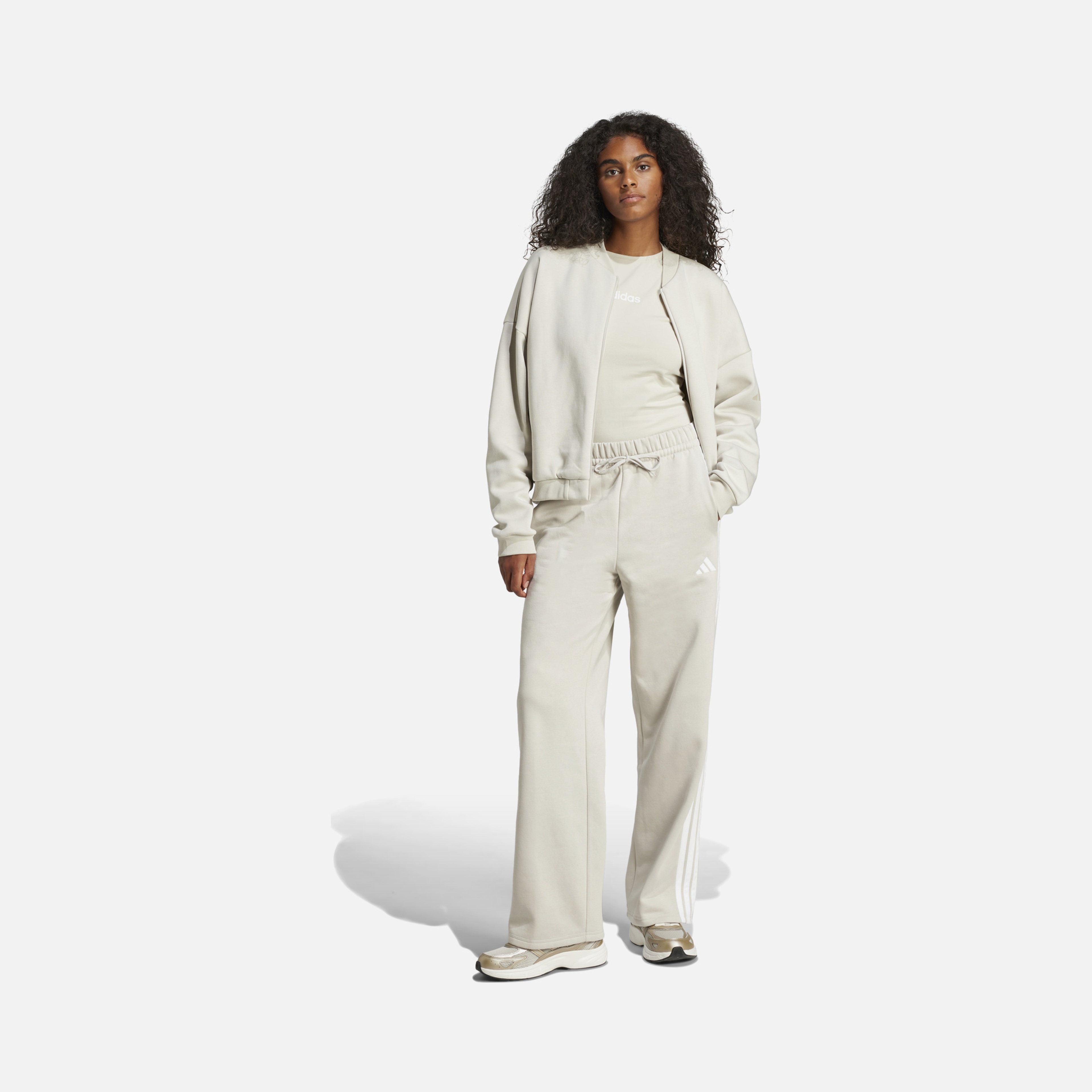 adidas Sportswear Essentials 3-Stripes Open-Hem Fleece High Waist Kadın Eşofman Altı