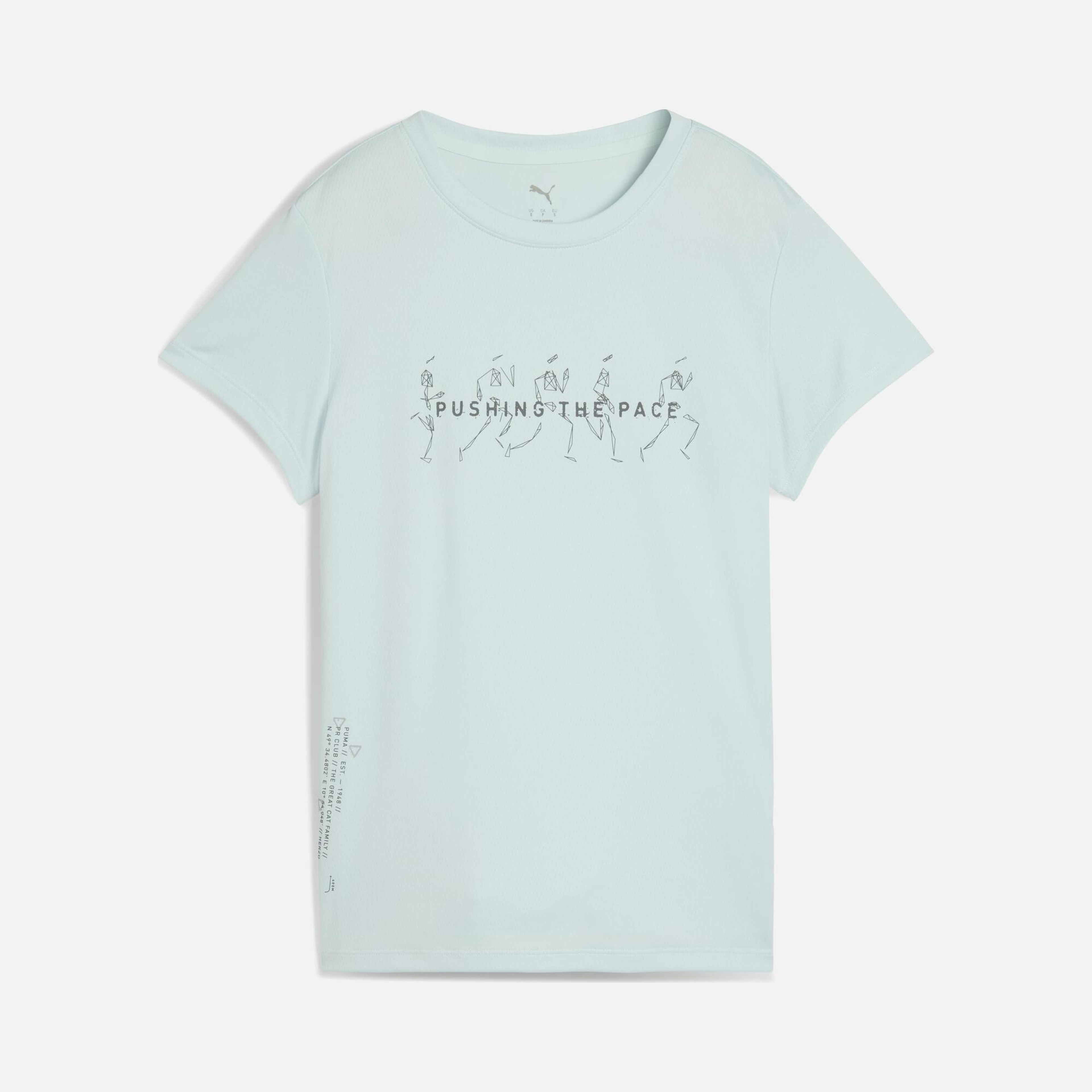 Puma Pushing The Pace Slogan Graphics Running Short-Sleeve Kadın Tişört