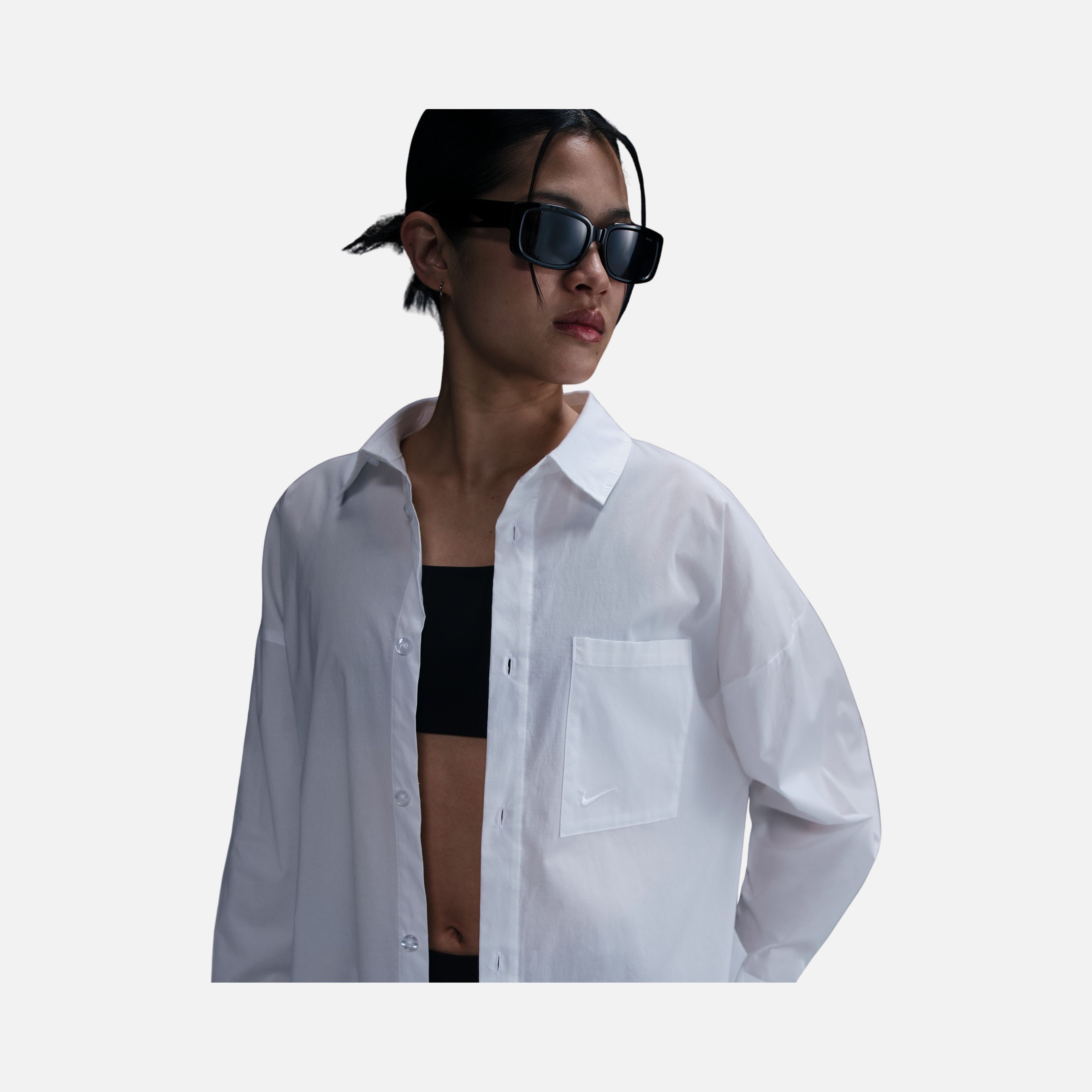 Nike W Nsw Chill Ppln Ls Btn Top Kadın Gömlek