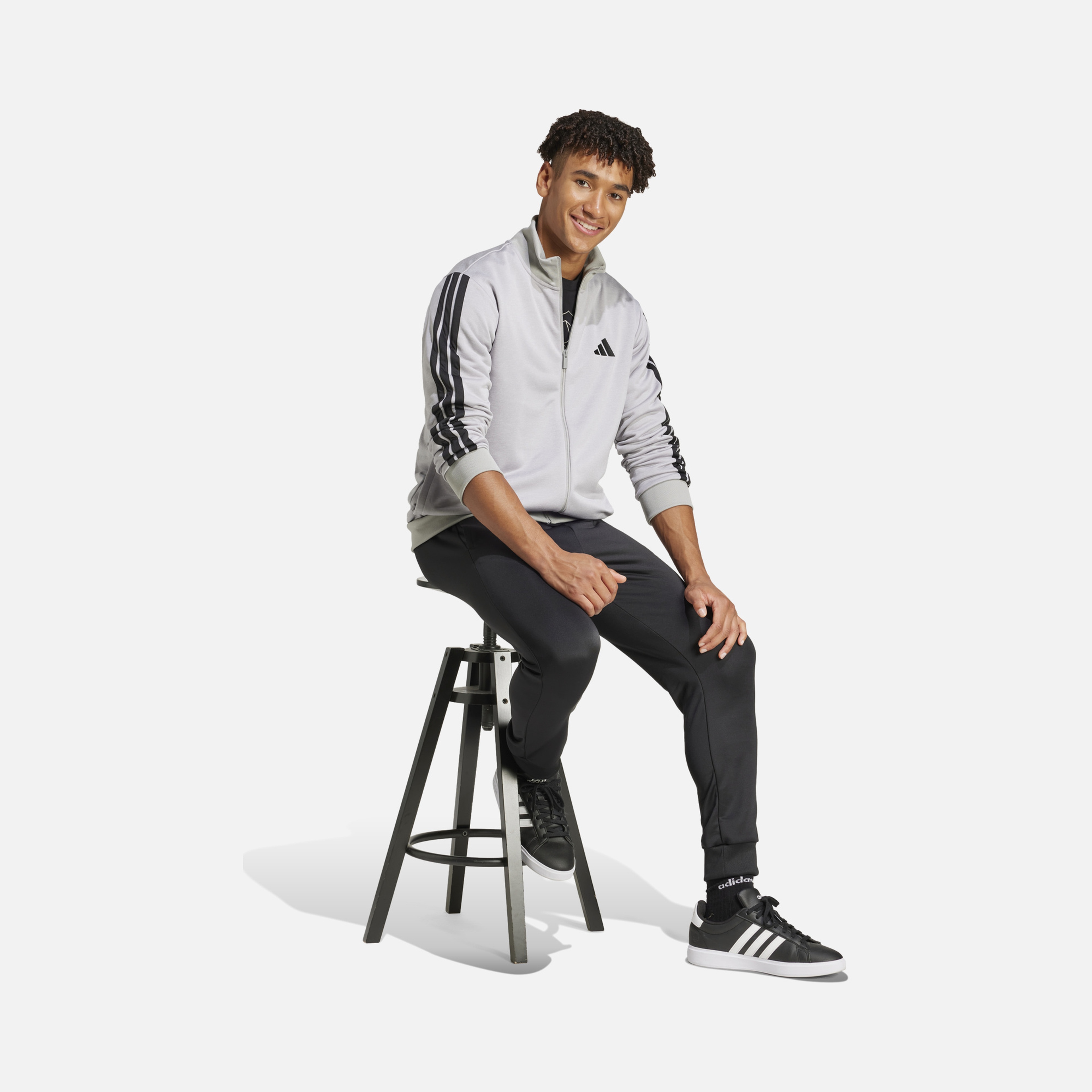 adidas Sportswear Basic 3-Stripes French Terry Regular-Fit Full-Zip Erkek Eşofman Takımı