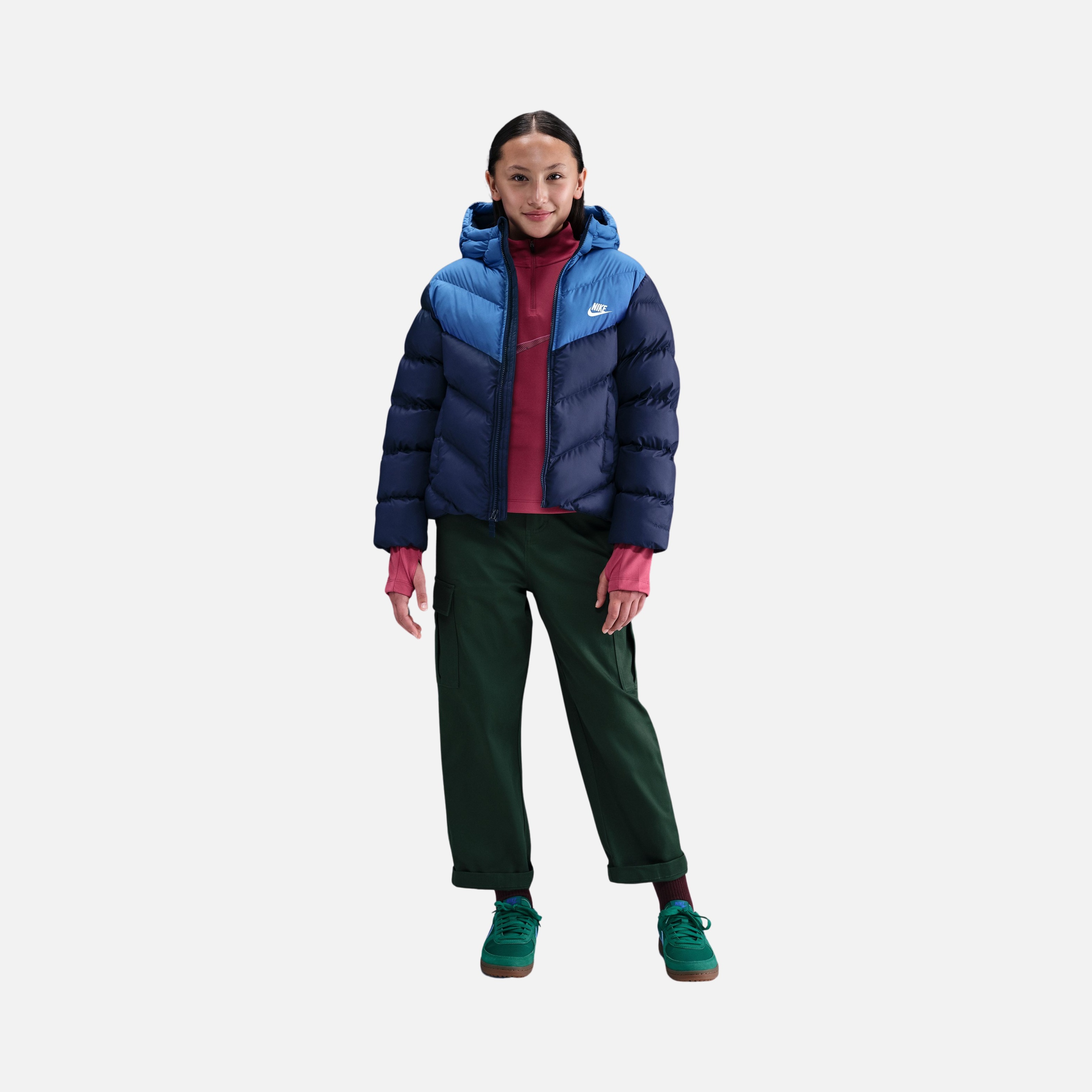 Nike Nsw Tf Adp Puffer Colorblock Çocuk Kapüşonlu Mont