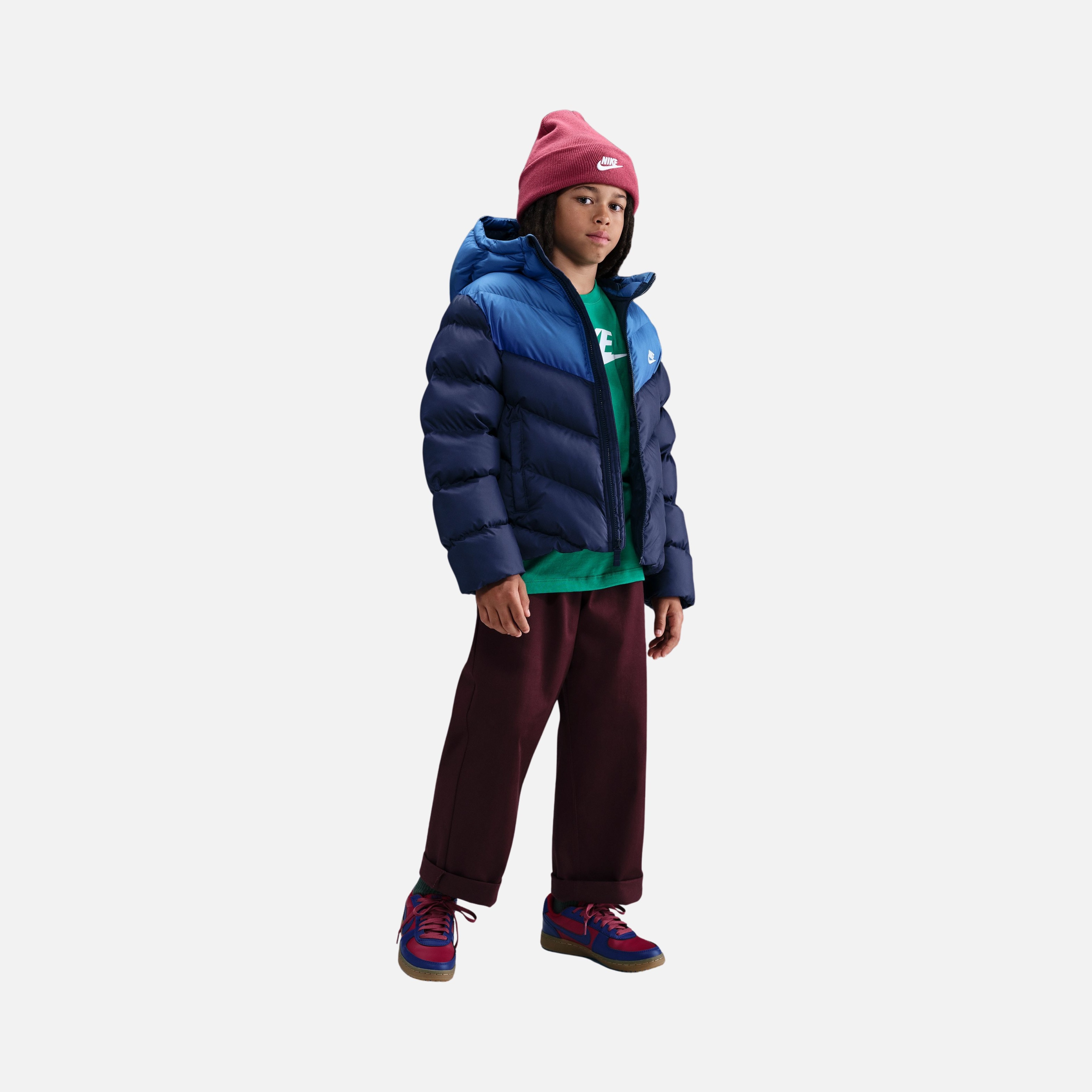 Nike Nsw Tf Adp Puffer Colorblock Çocuk Kapüşonlu Mont