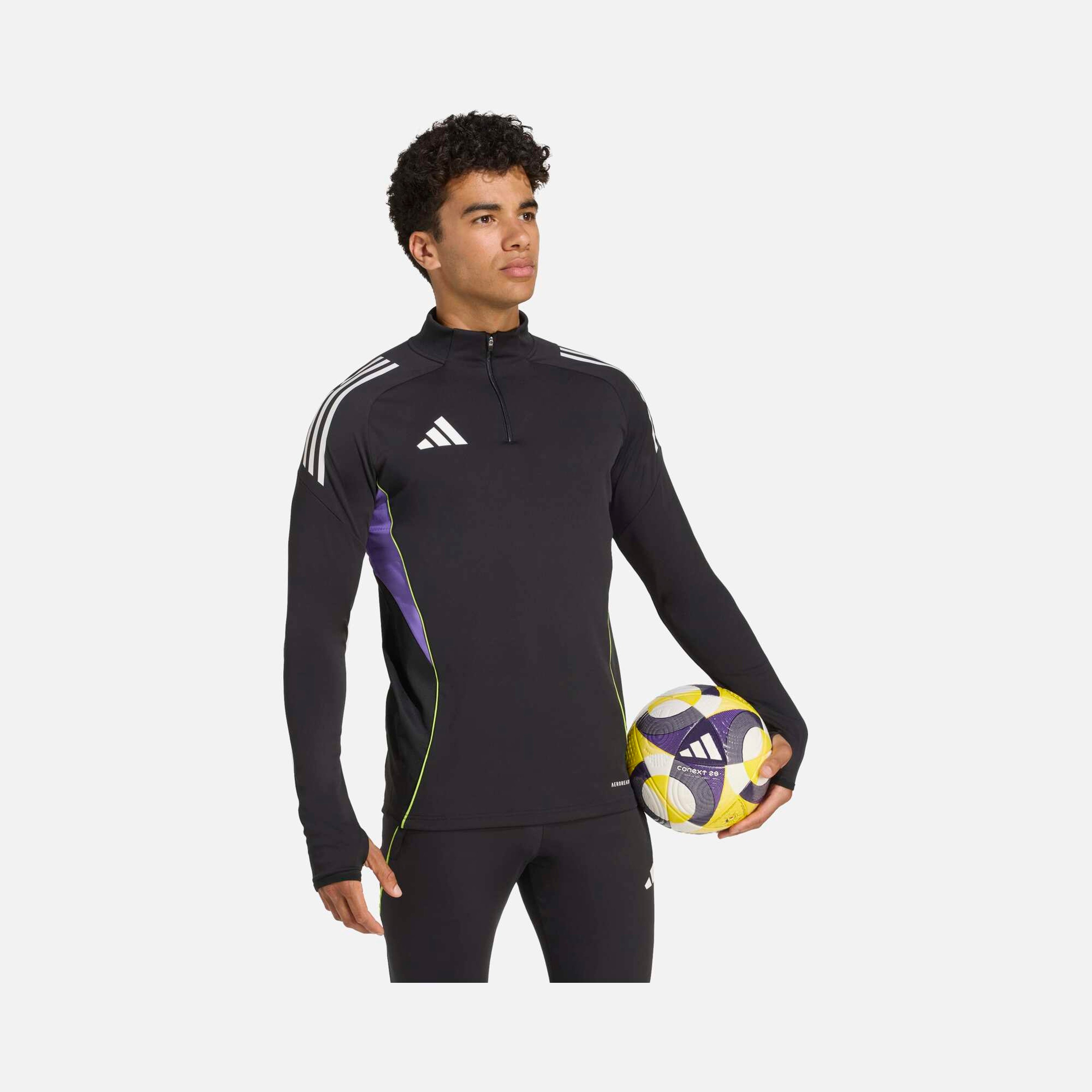 adidas AEROREADY Tiro25 Club Training 3-Stripes 1/4 Zip Long-Sleeve Erkek Tişört