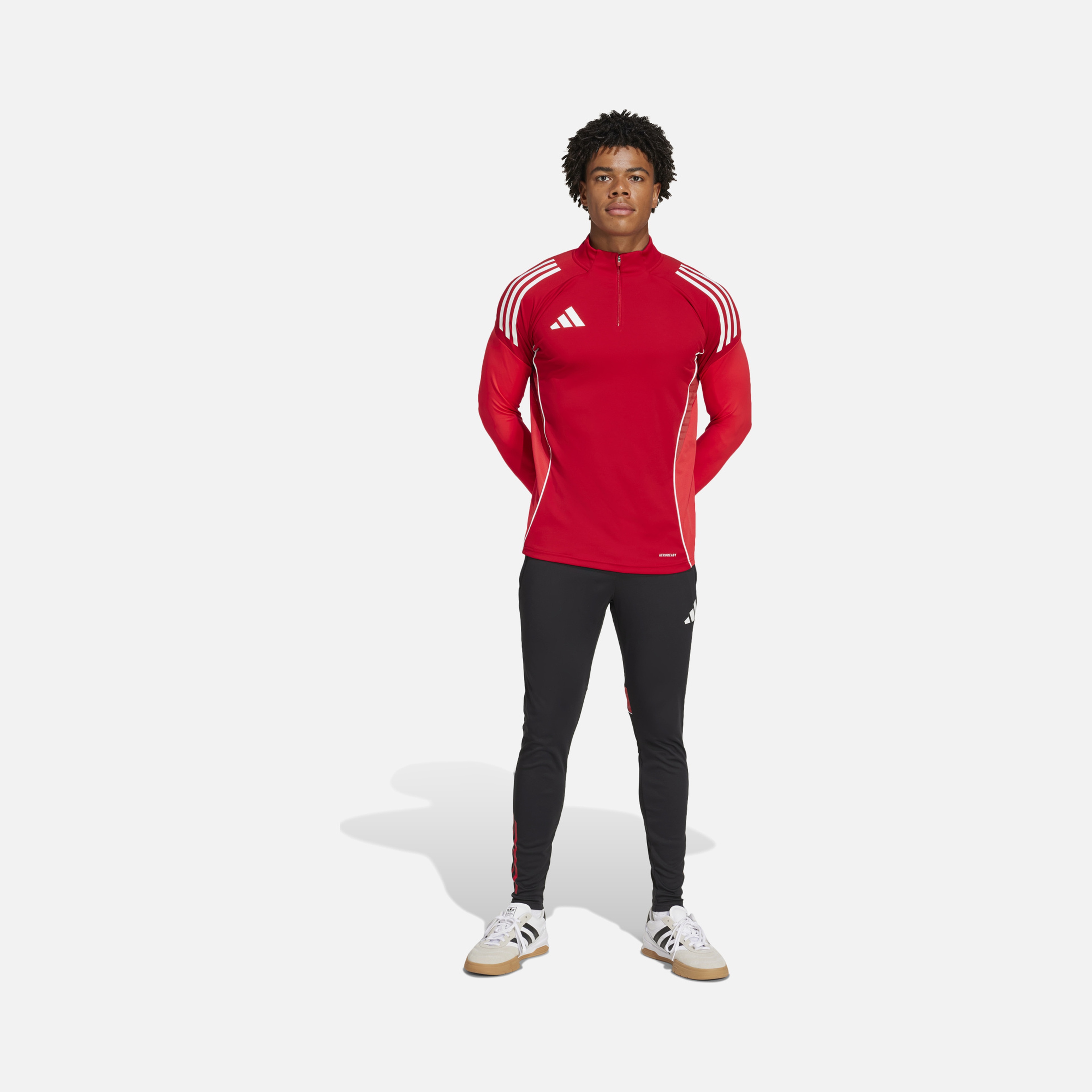 adidas AEROREADY Tiro25 Club Training 3-Stripes 1/4 Zip Long-Sleeve Erkek Tişört